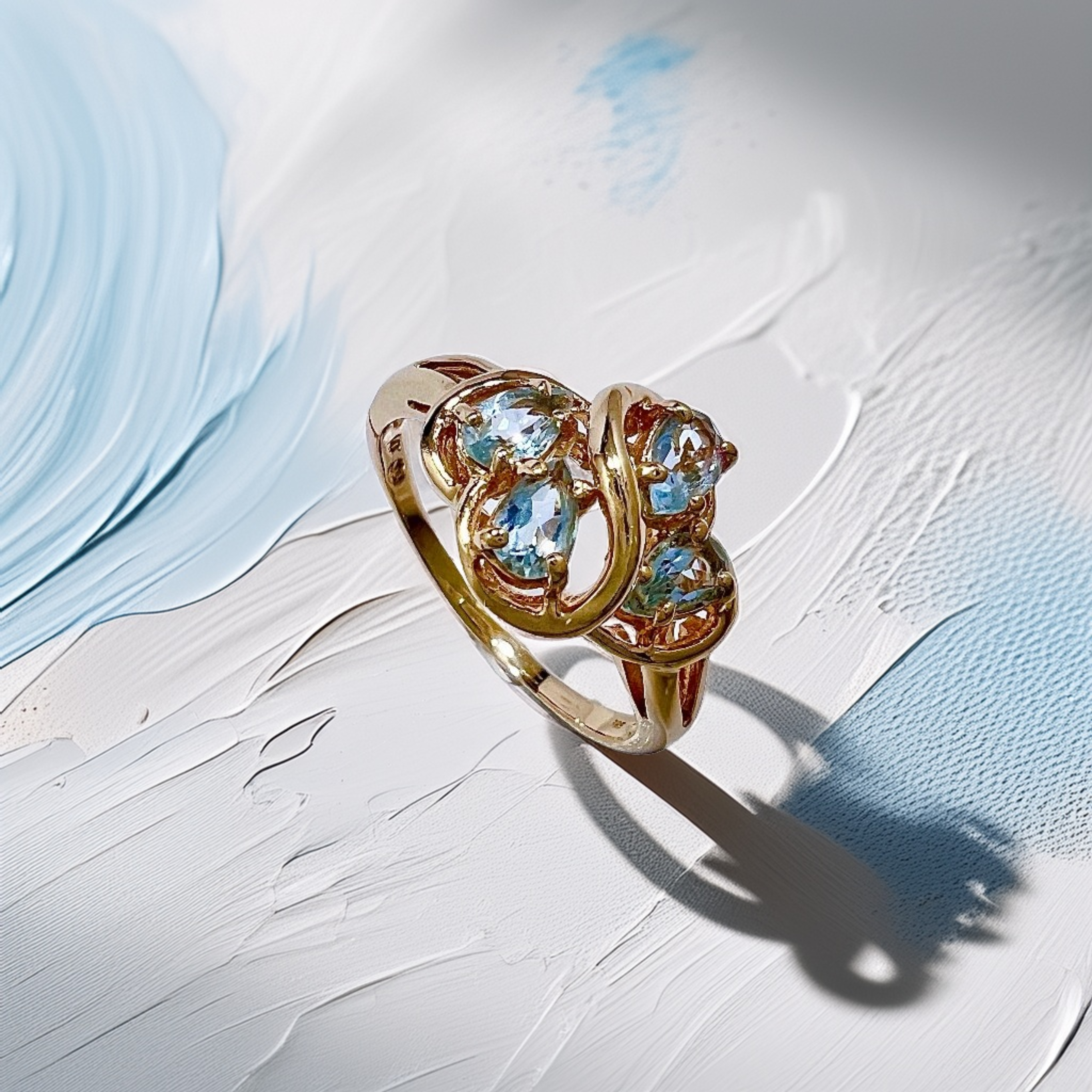 Pear Shape Aquamarine Ring Gold