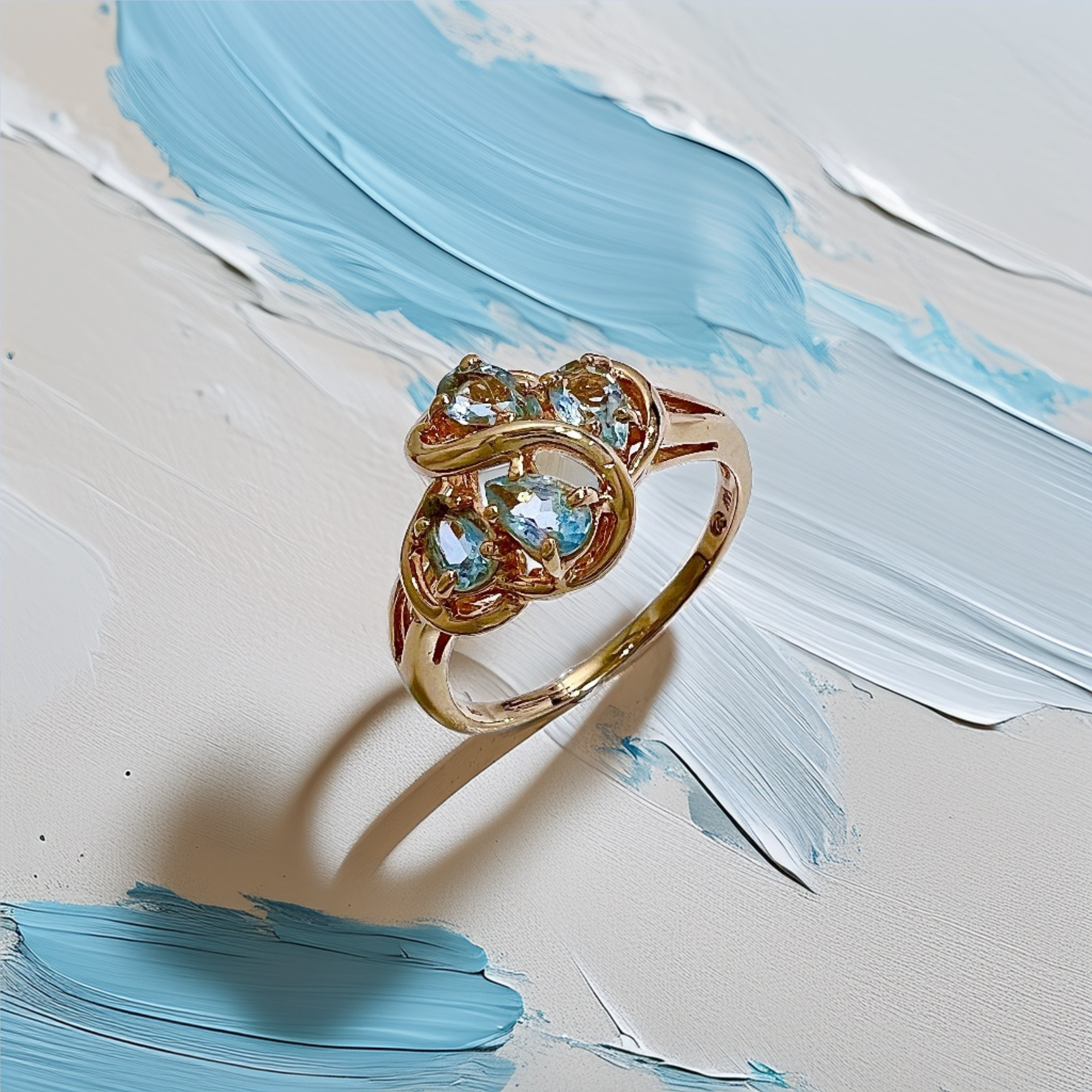 Pear Shape Aquamarine Ring Gold
