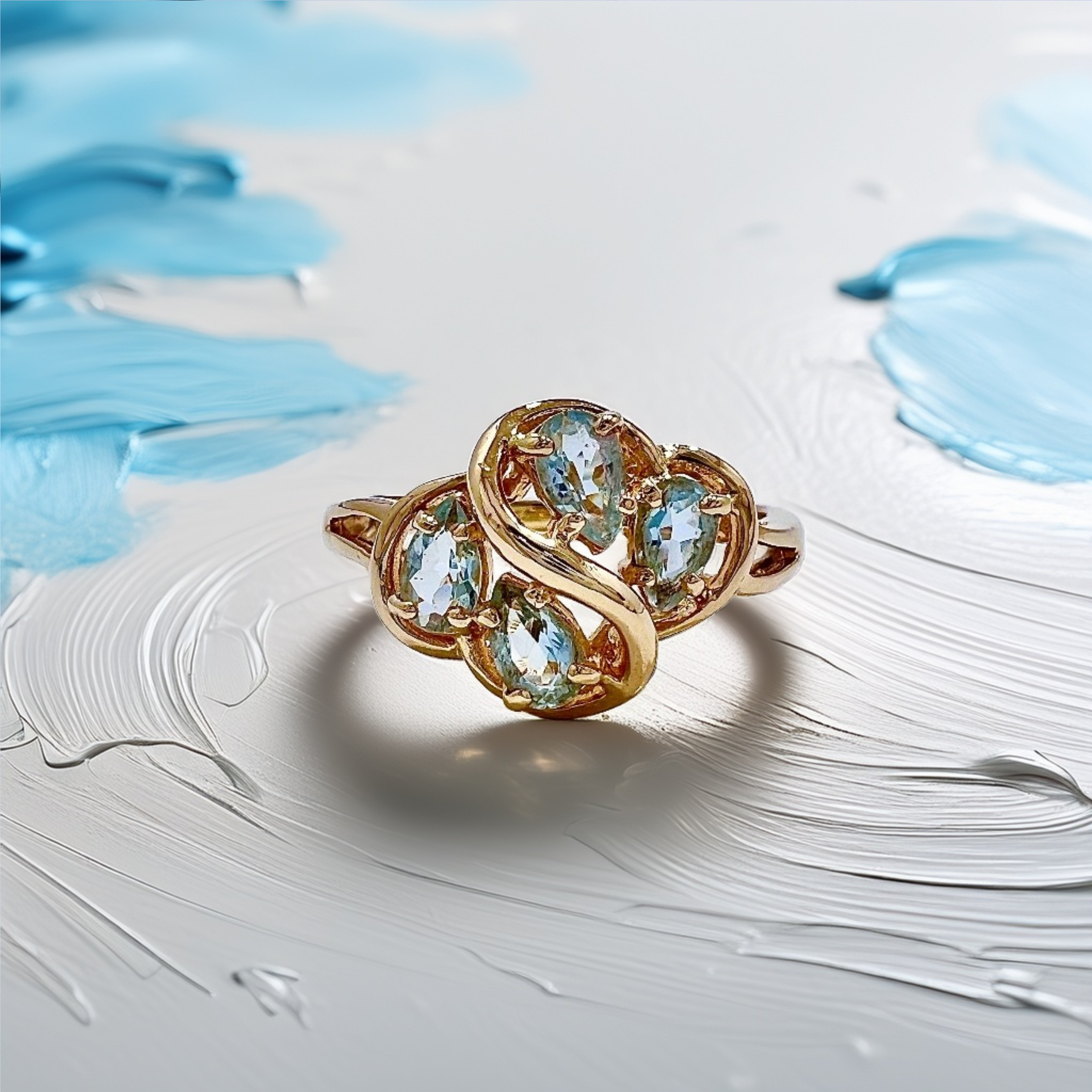 Pear Shape Aquamarine Ring Gold