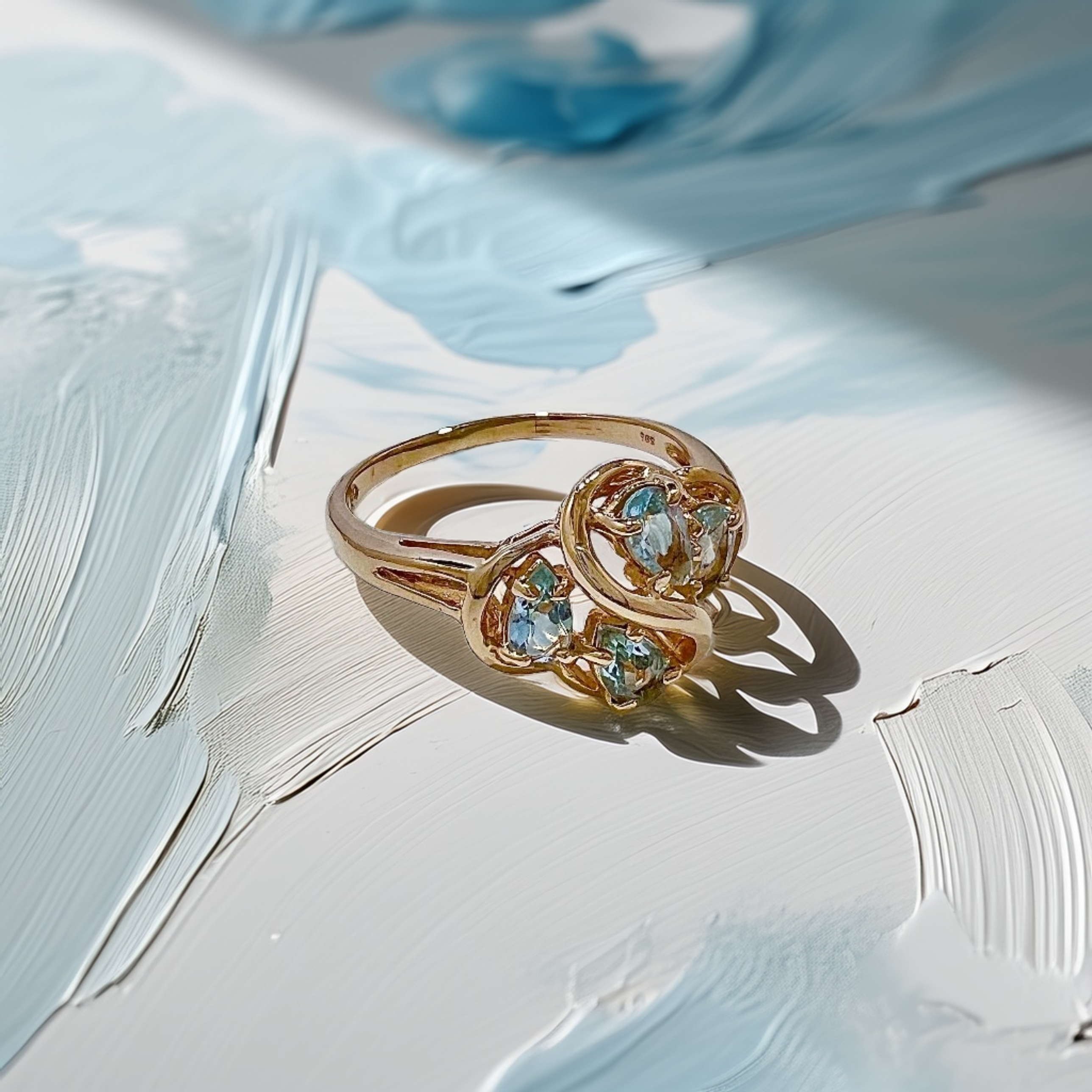 Pear Shape Aquamarine Ring Gold