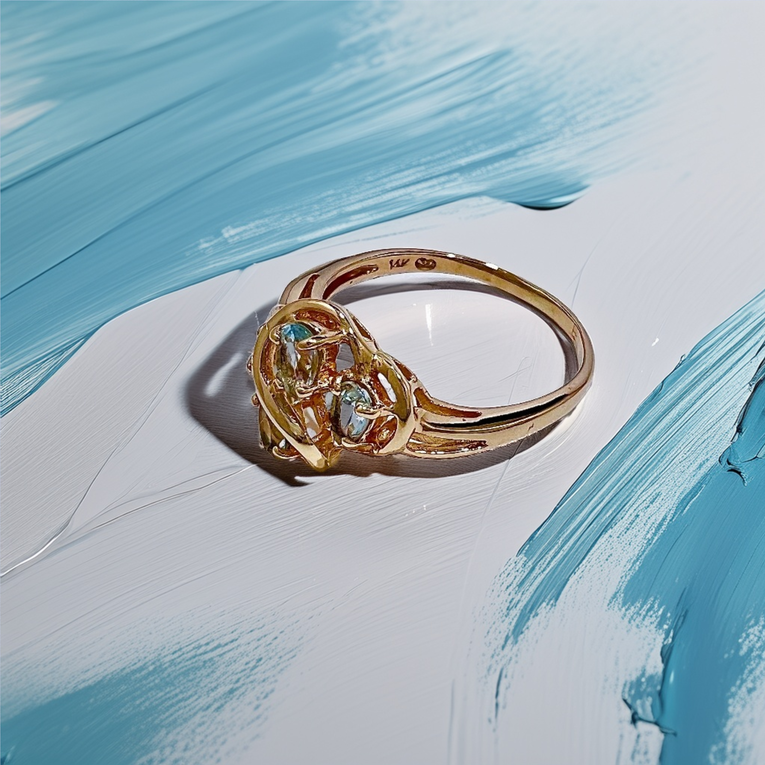 Pear Shape Aquamarine Ring Gold