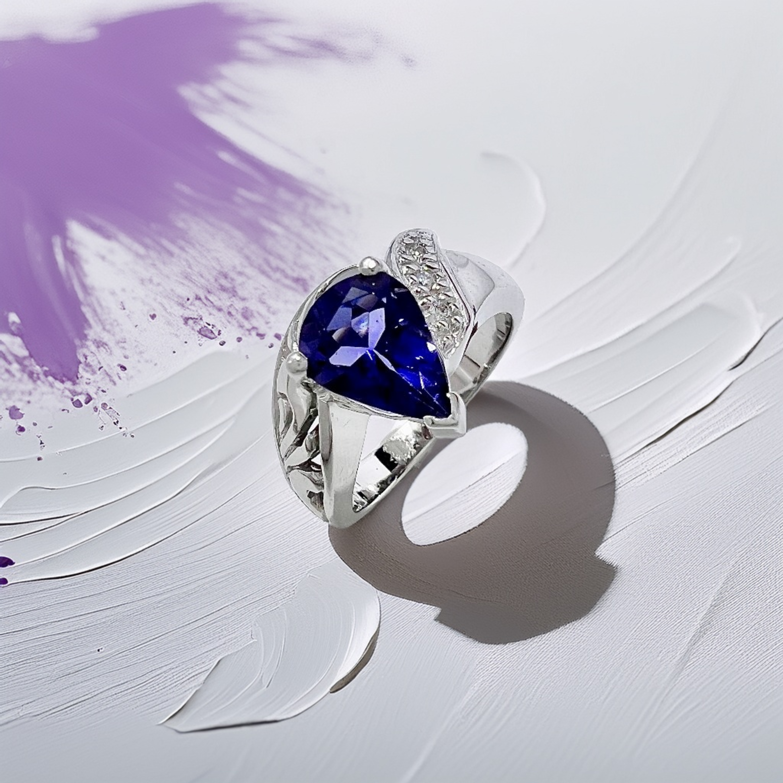 Pear Tanzanite White Gold Ring | Handcrafted Pear-Cut Tanzanite Gemstone