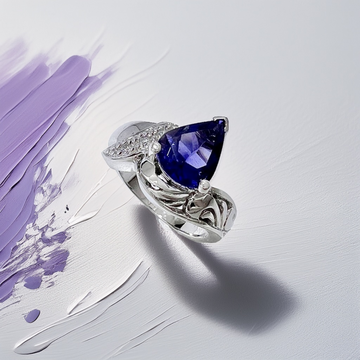 Pear Tanzanite White Gold Ring | Handcrafted Pear-Cut Tanzanite Gemstone