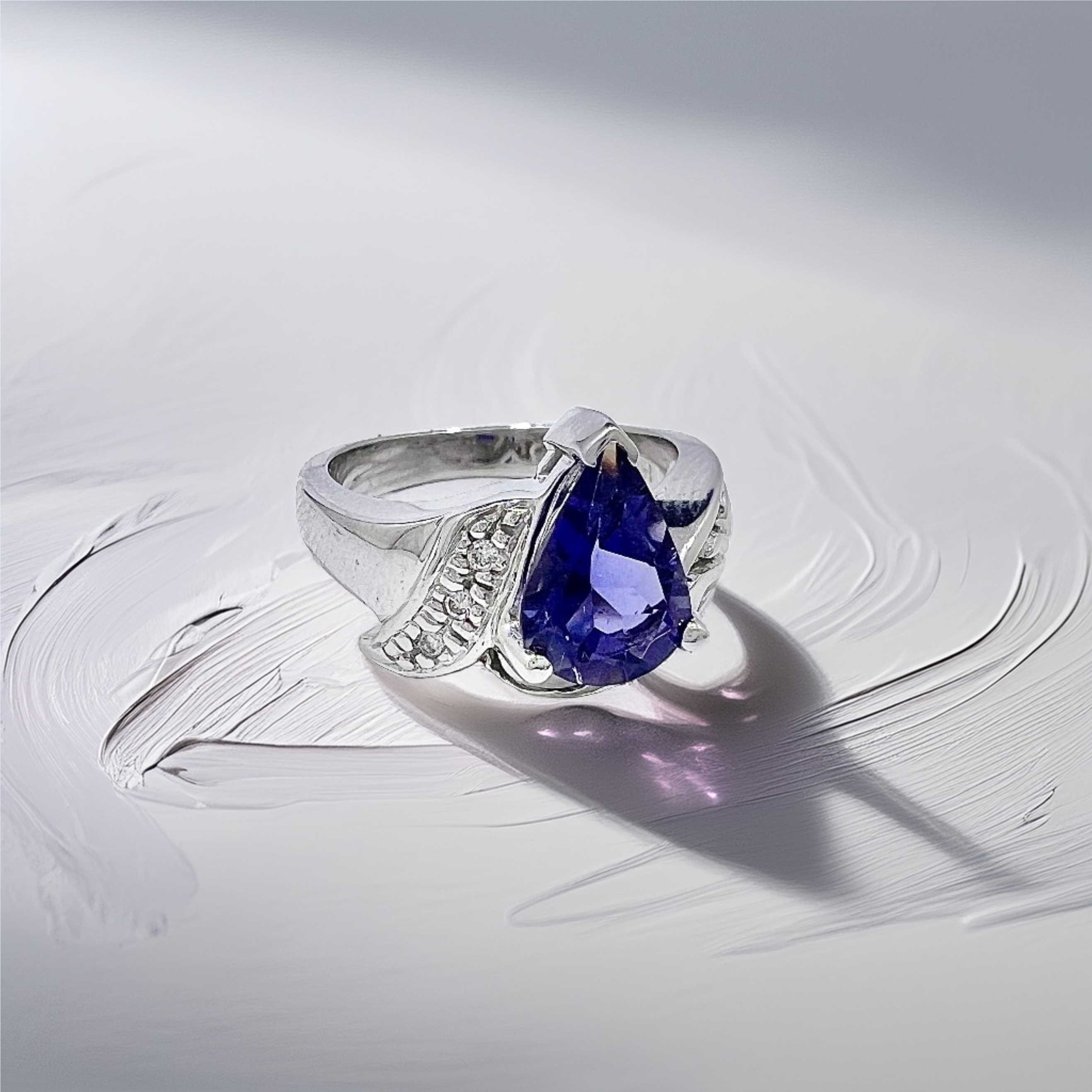 Pear Tanzanite White Gold Ring | Handcrafted Pear-Cut Tanzanite Gemstone