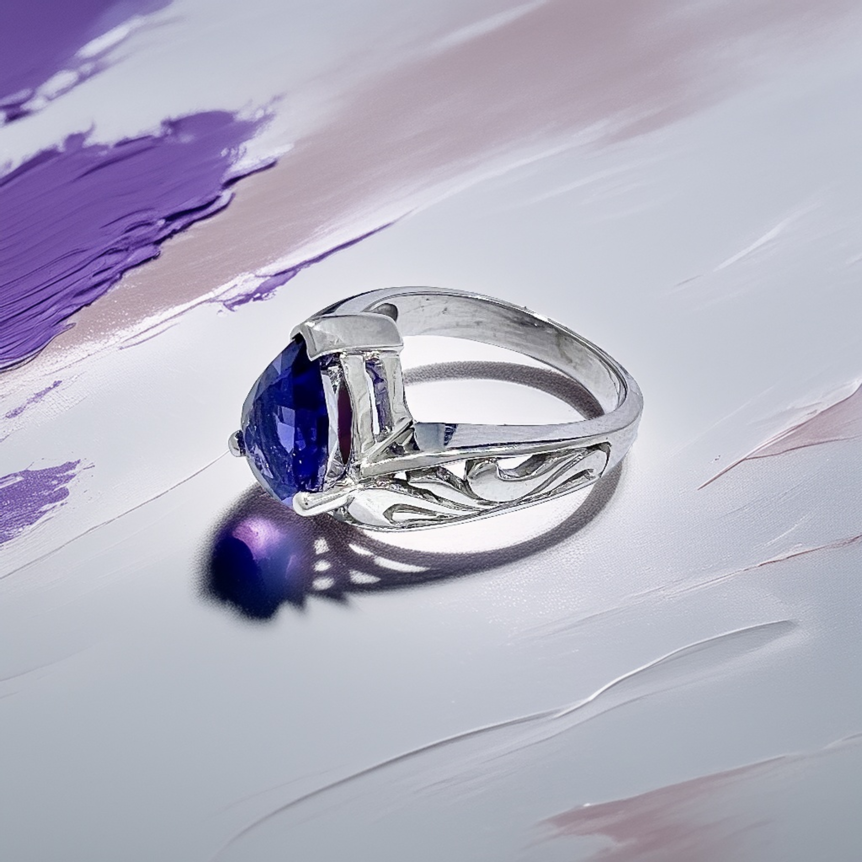 Pear Tanzanite White Gold Ring | Handcrafted Pear-Cut Tanzanite Gemstone