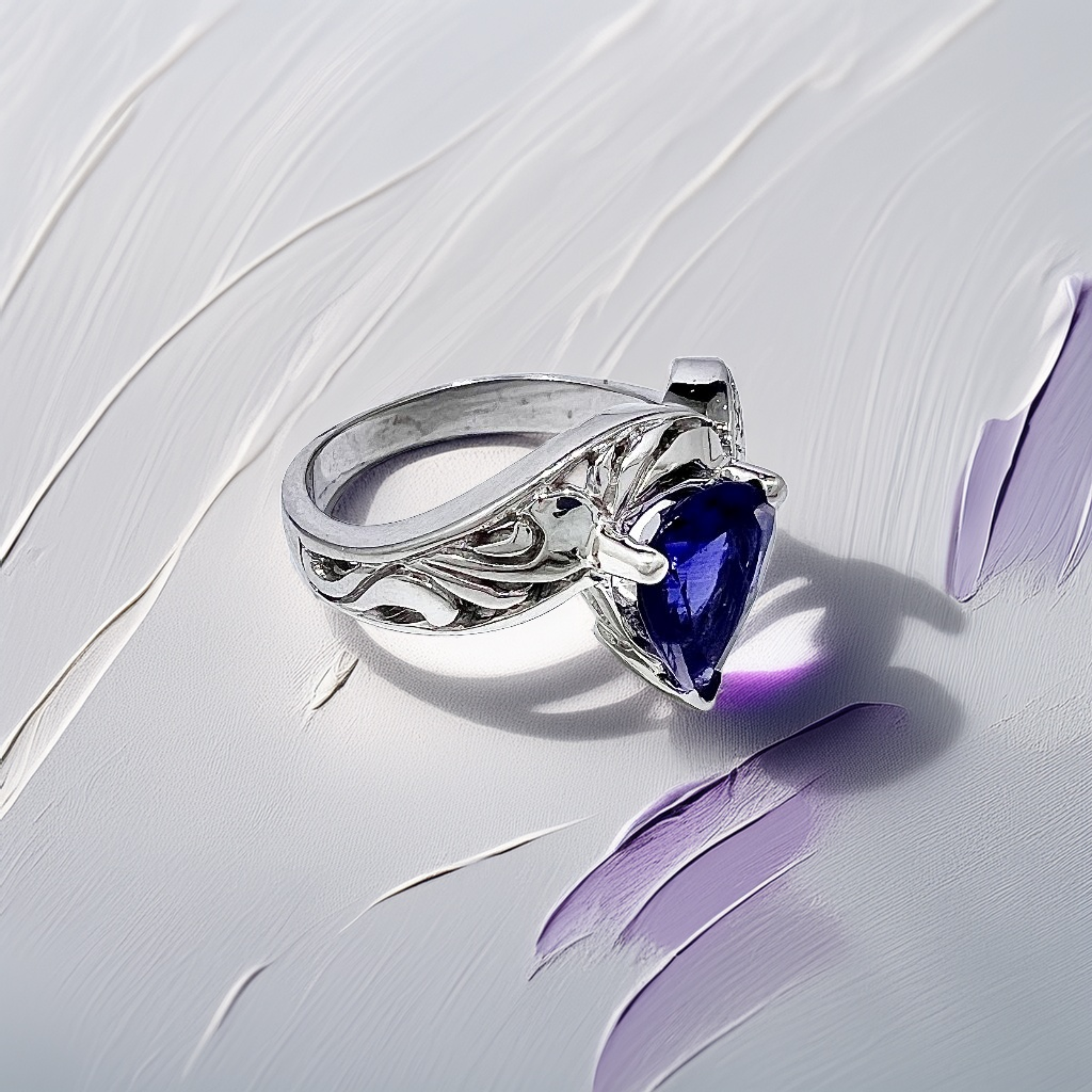 Pear Tanzanite White Gold Ring | Handcrafted Pear-Cut Tanzanite Gemstone