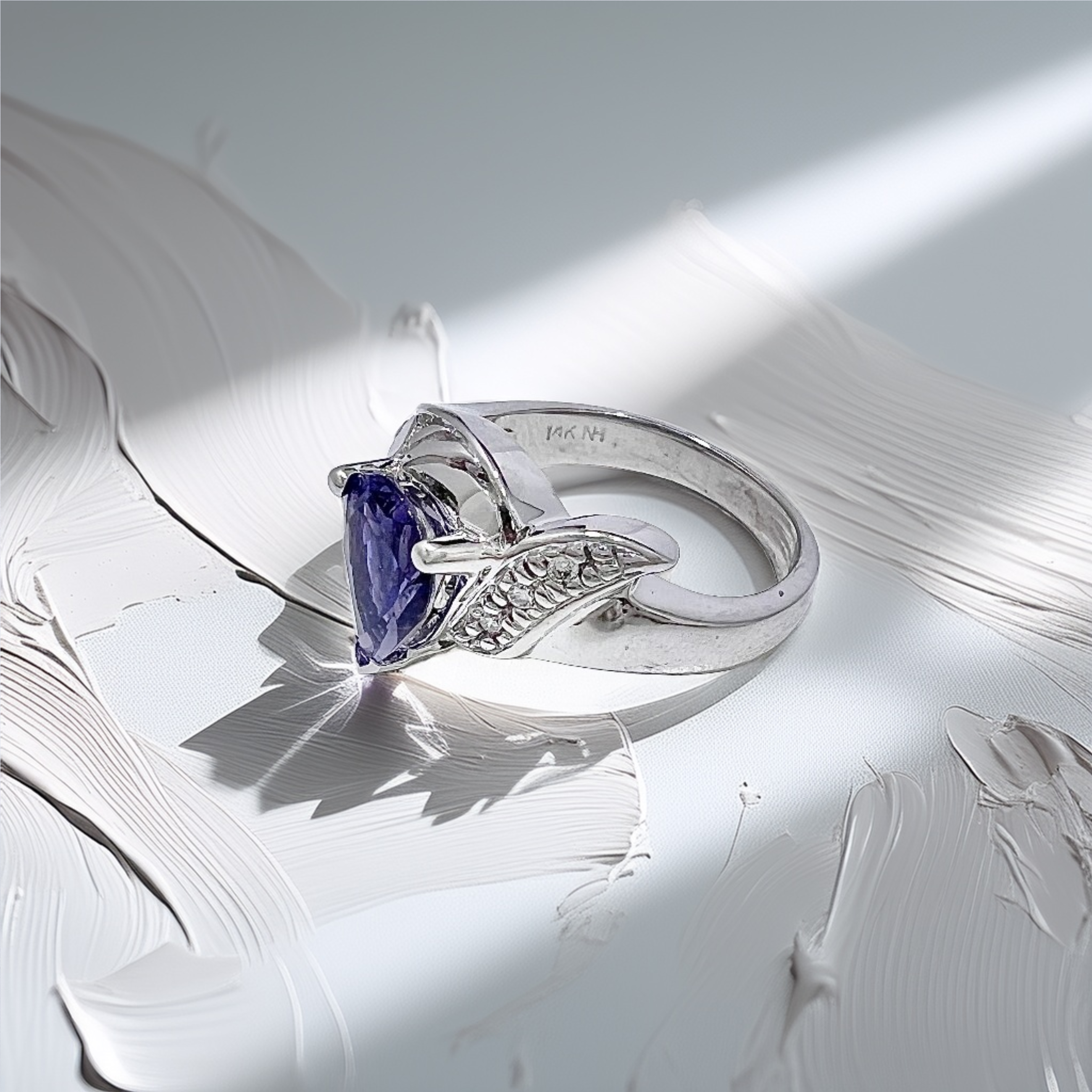 Pear Tanzanite White Gold Ring | Handcrafted Pear-Cut Tanzanite Gemstone