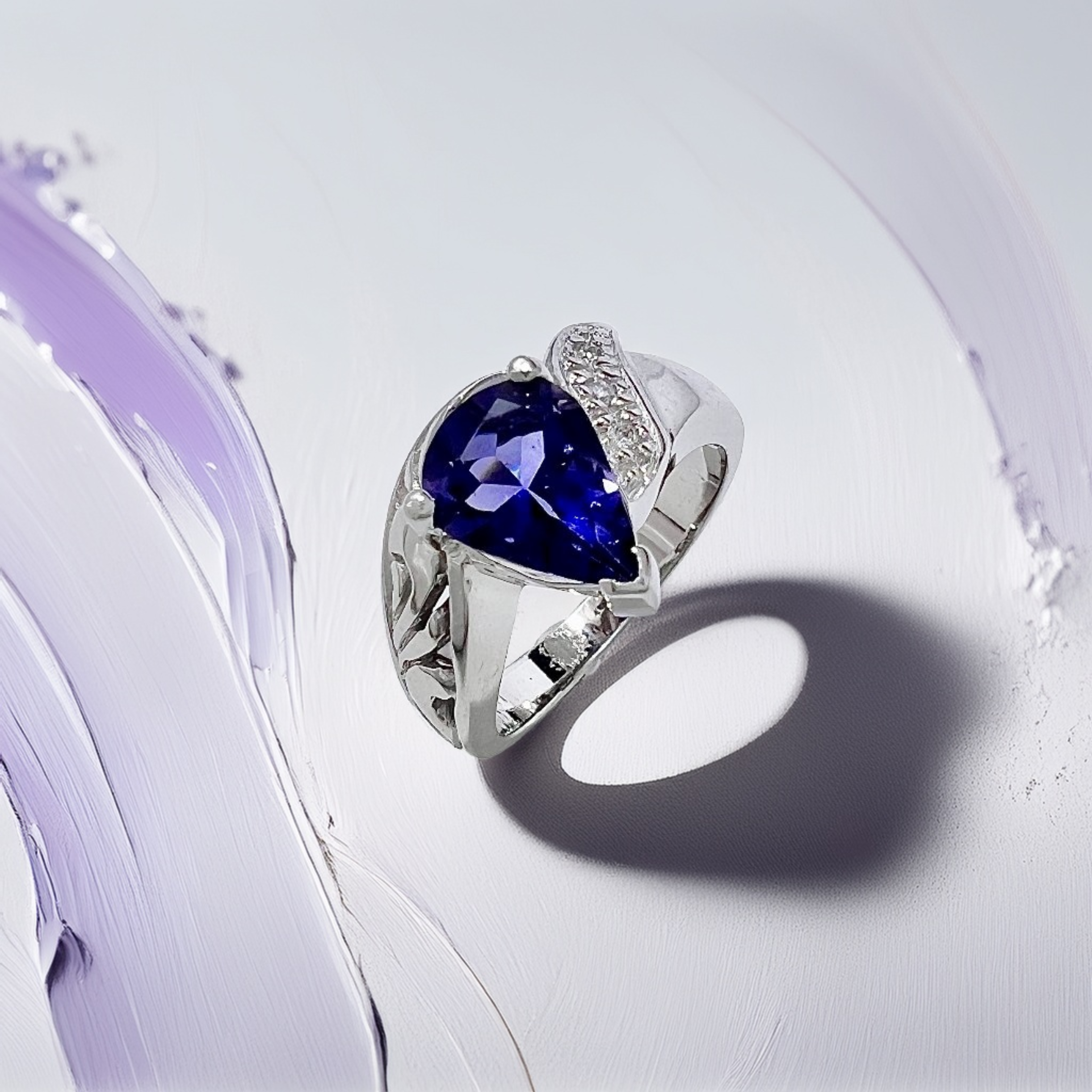 Pear Tanzanite White Gold Ring | Handcrafted Pear-Cut Tanzanite Gemstone