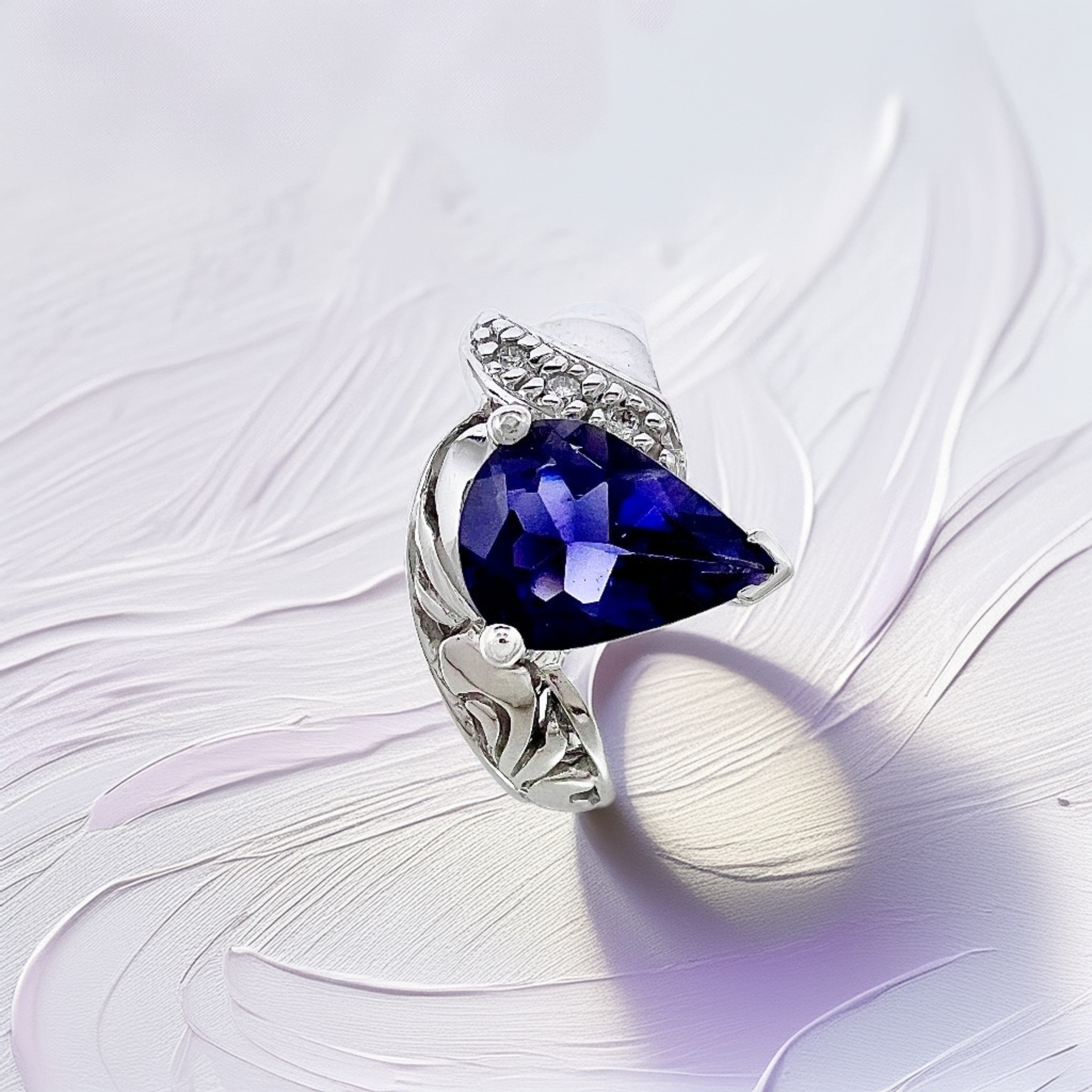 Pear Tanzanite White Gold Ring | Handcrafted Pear-Cut Tanzanite Gemstone