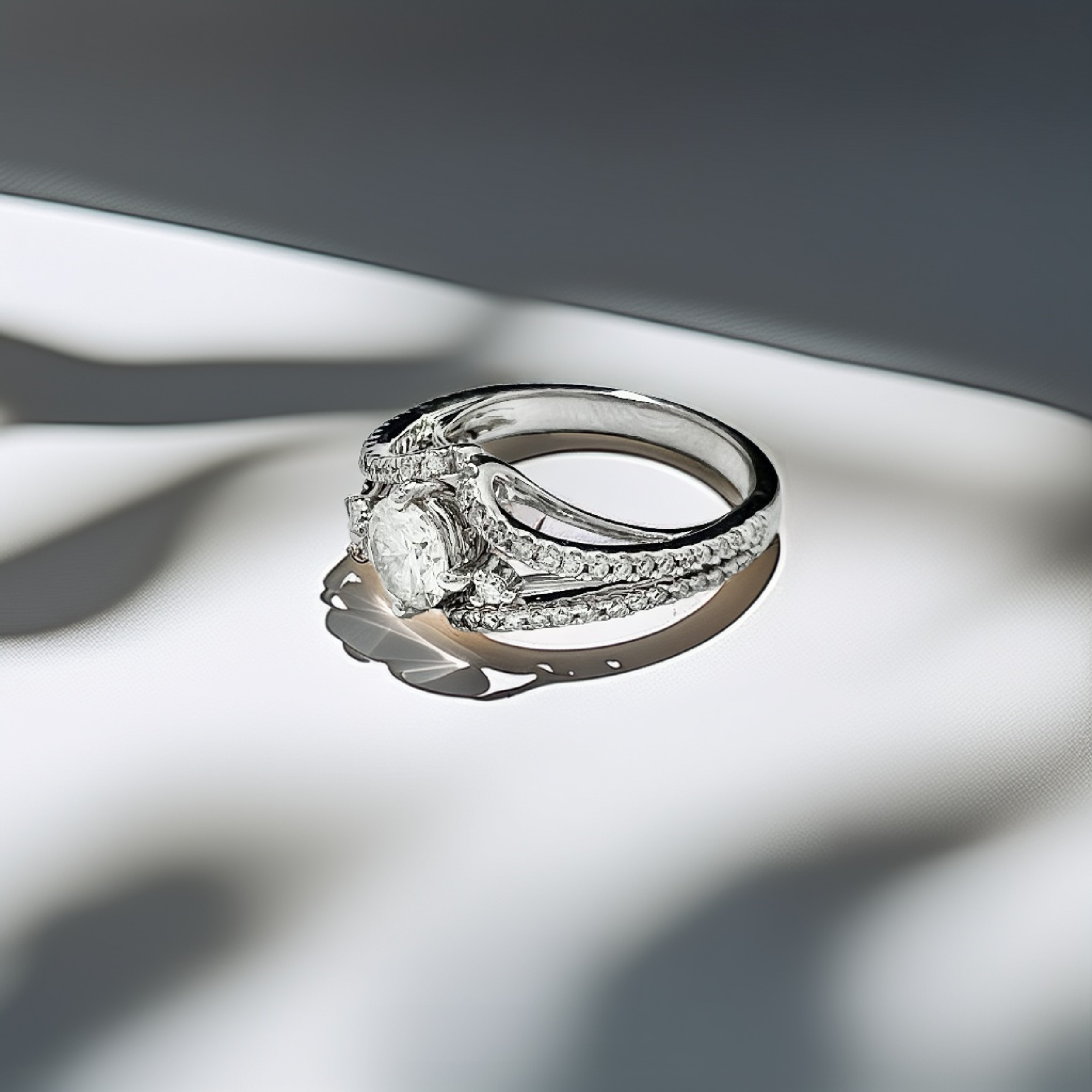 ¾ Round Diamond Engagement Ring Split Shank