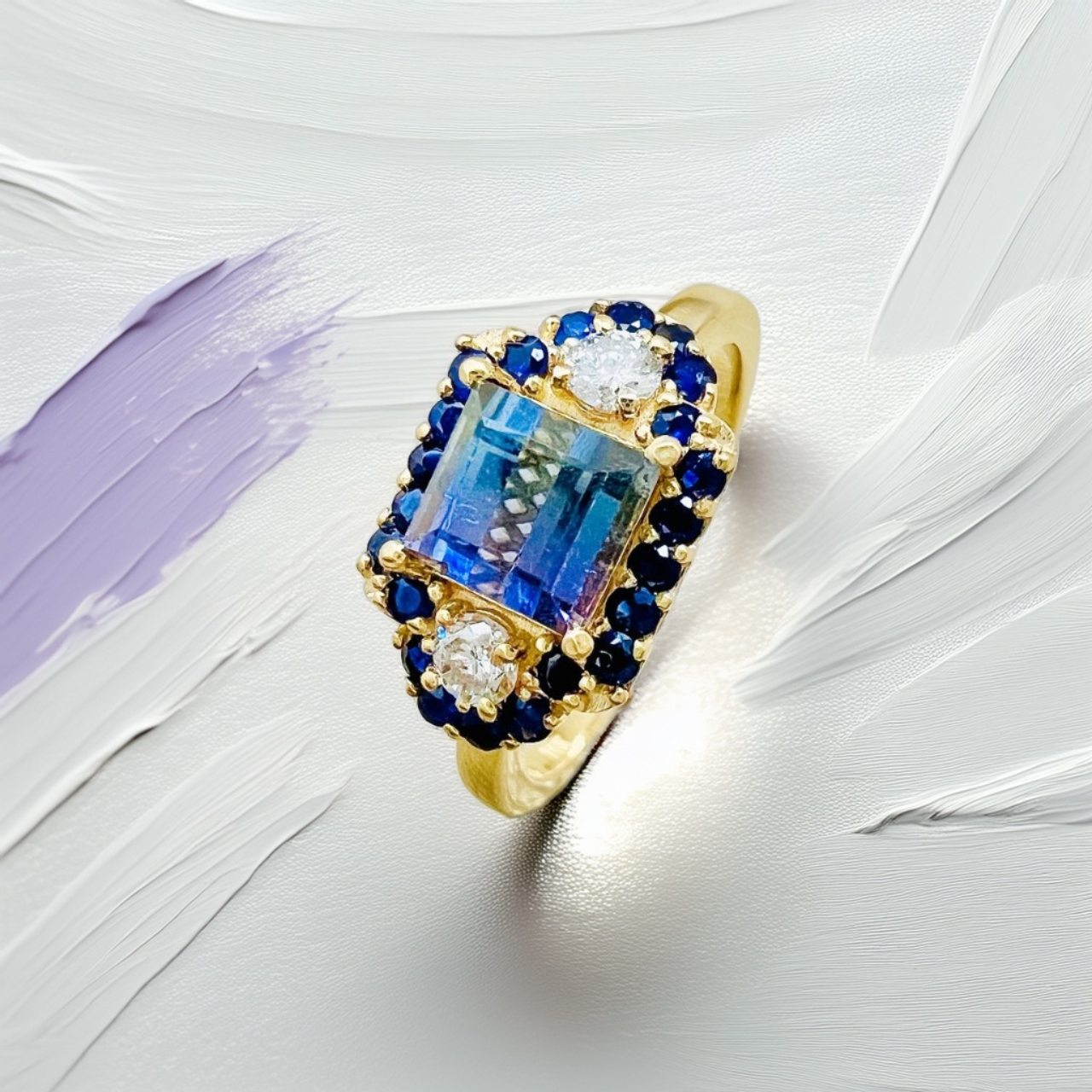 Purple Blue Tourmaline Ring Sapphire