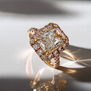 Radiant Cut Halo Engagement Ring 2.34tcw