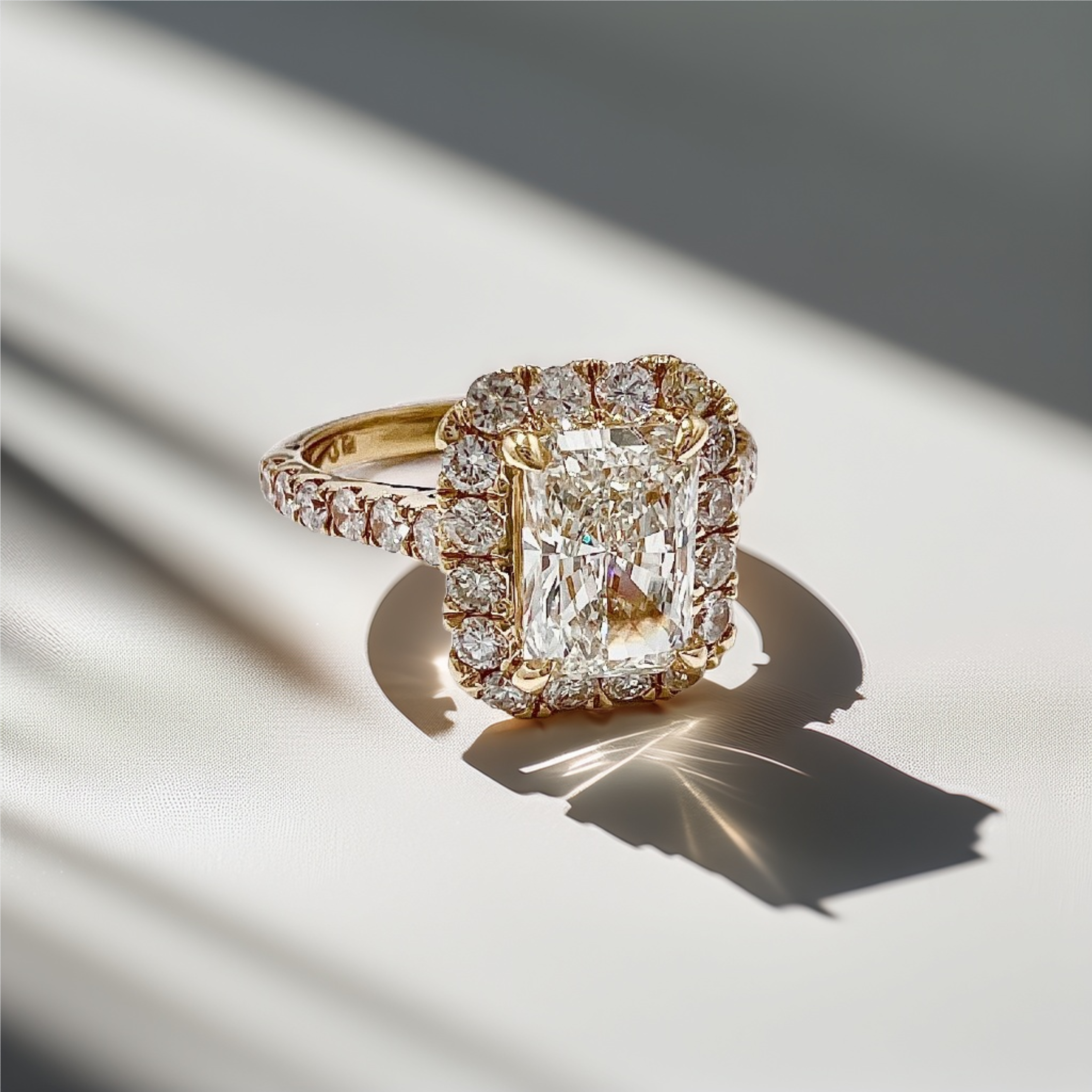 Radiant Cut Halo Engagement Ring 2.34tcw