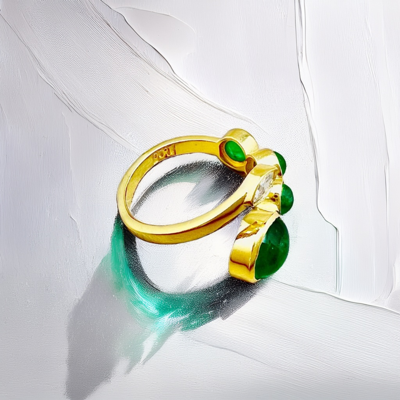 Naturae Serpentis - Unique 18 kt Gold Emerald Ring