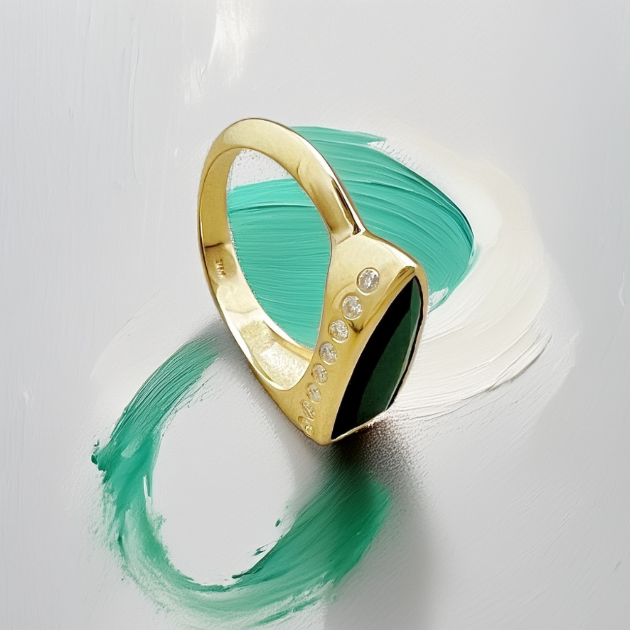 Spear-Cut Green Tourmaline Ring 3.92tcw