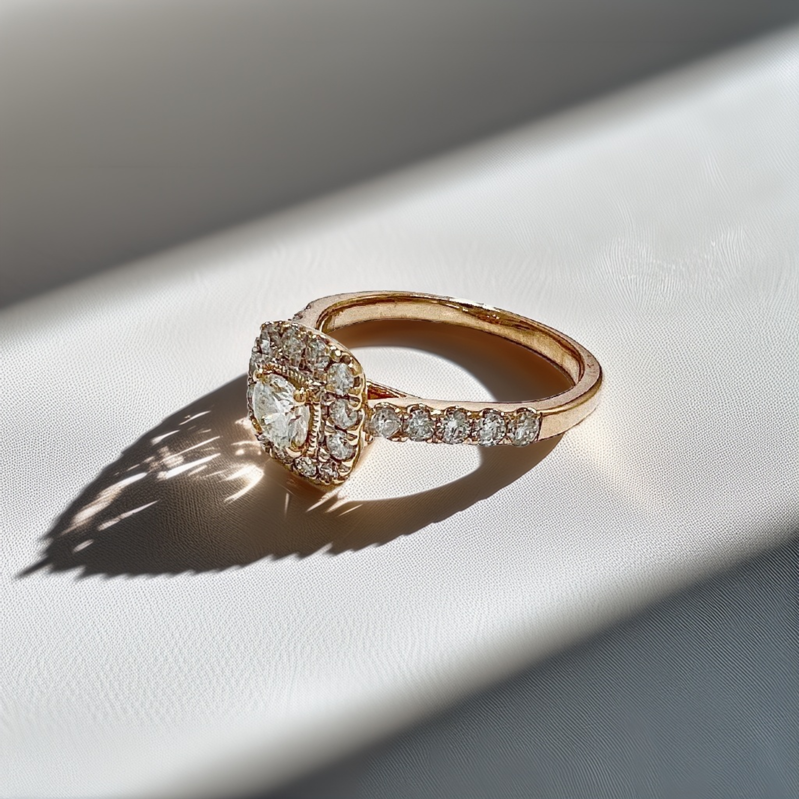 Round Diamond Halo Engagement Ring 0.85tcw