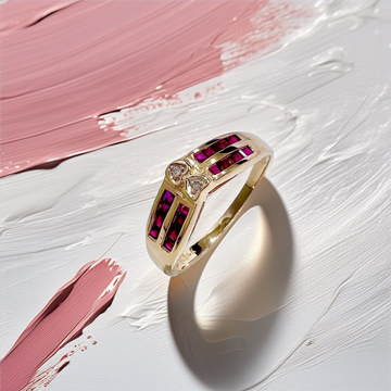 Ruby Diamond Heart Band Vintage