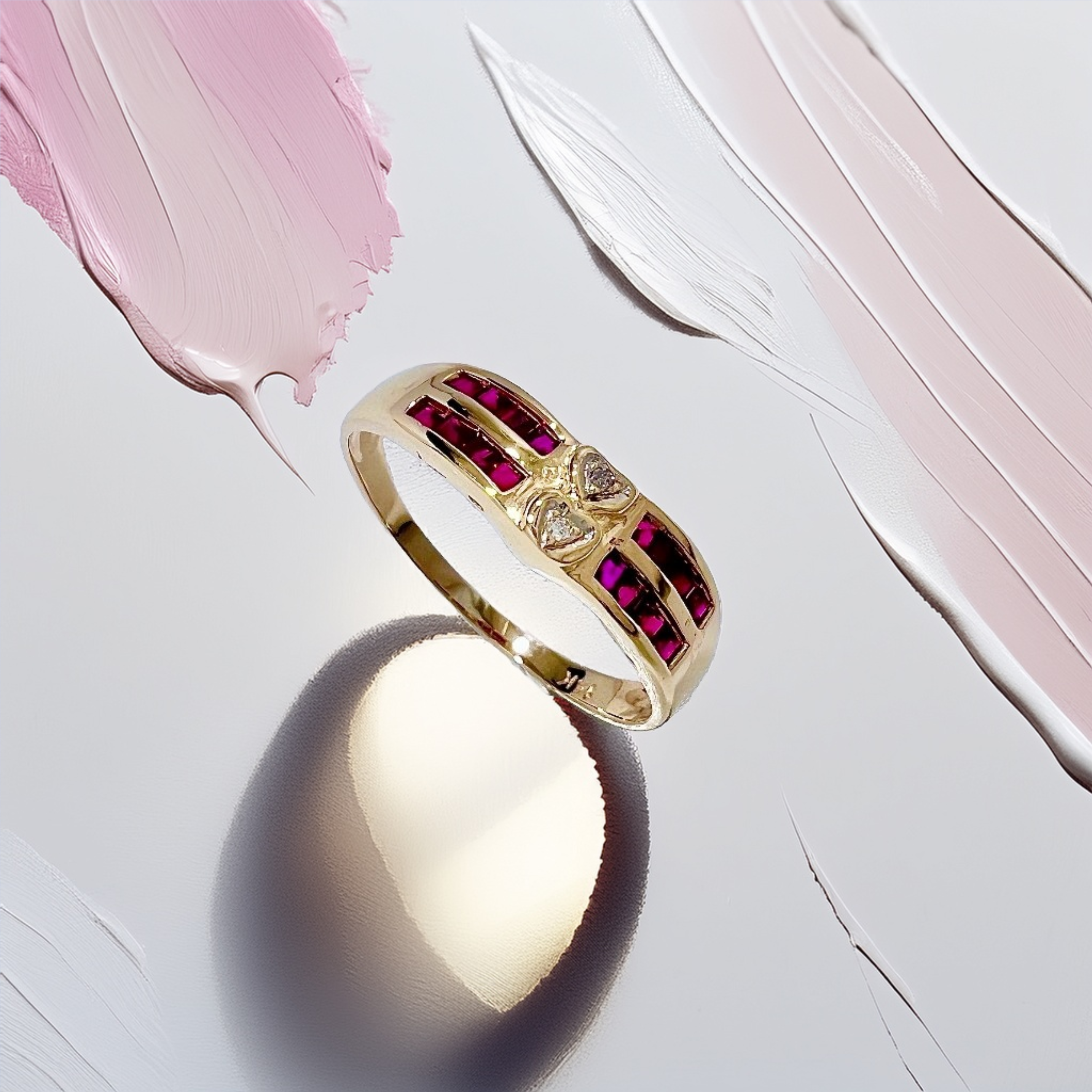 Ruby Diamond Heart Band Vintage