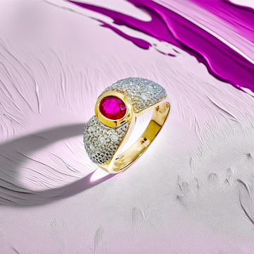 Oval Ruby Diamond Ring 0.50tcw