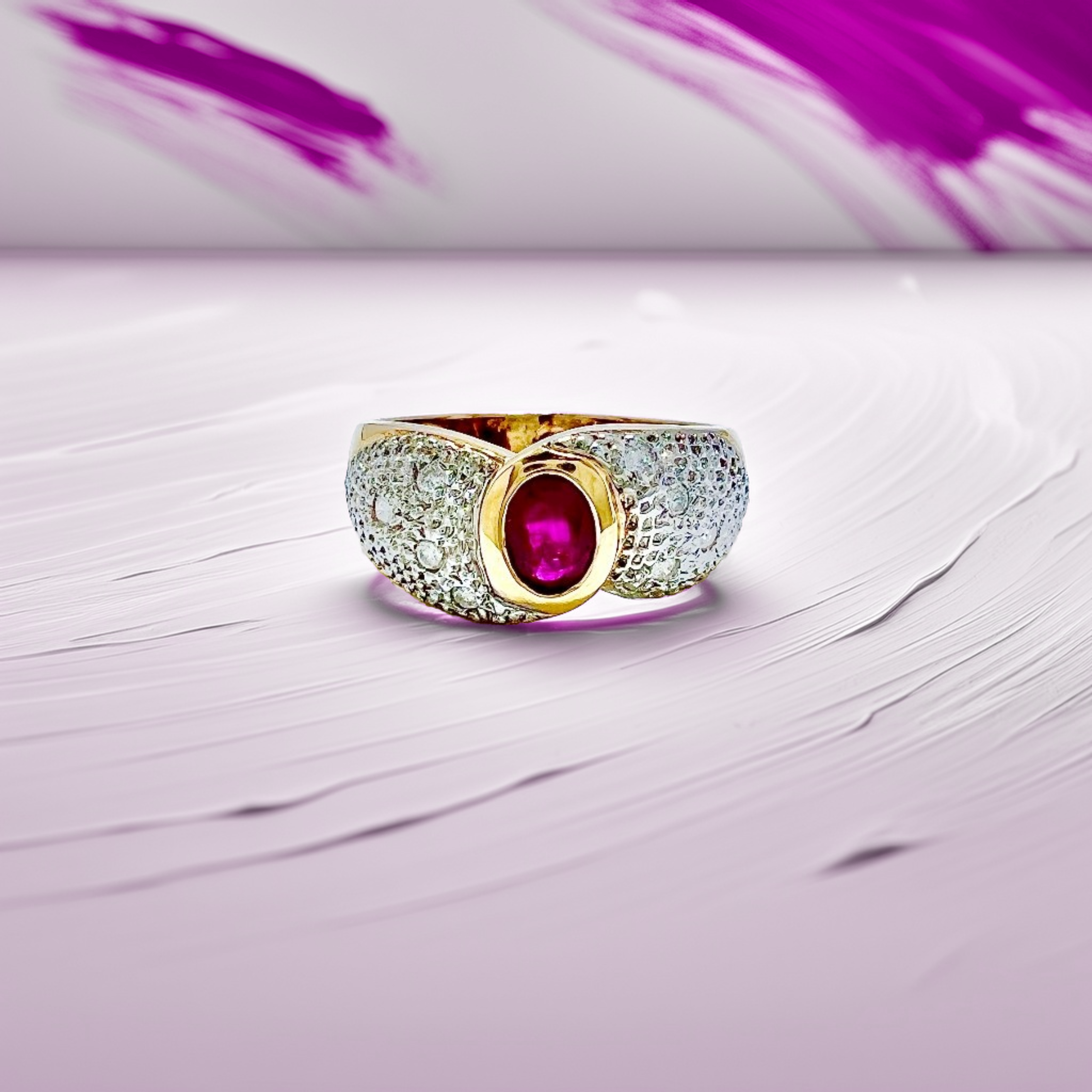 Oval Ruby Diamond Ring 0.50tcw