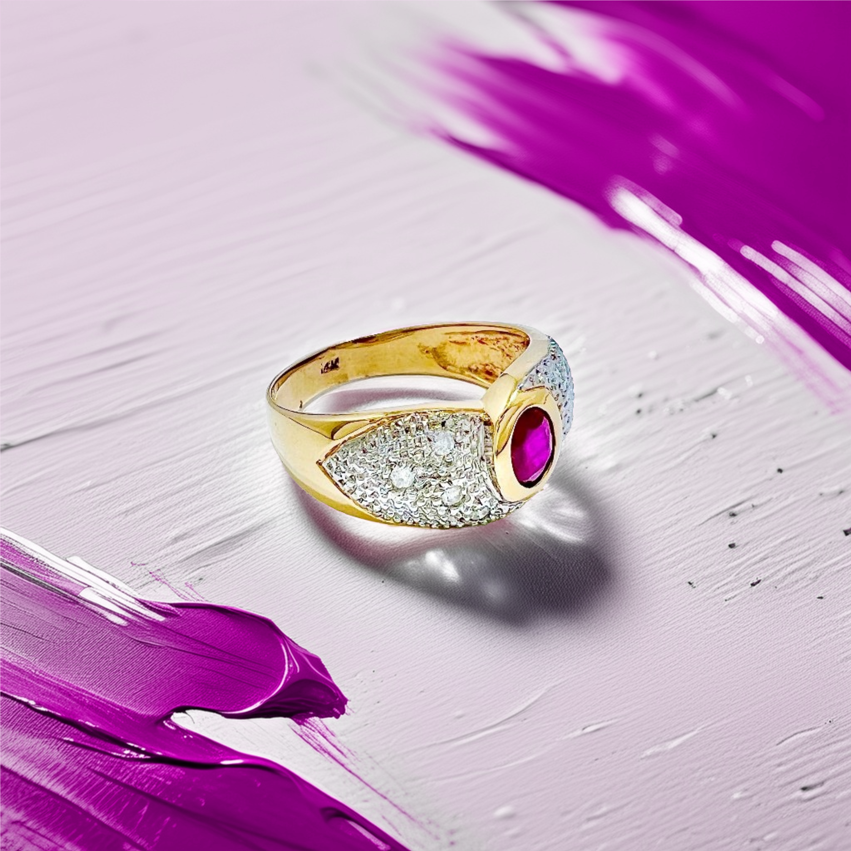 Oval Ruby Diamond Ring 0.50tcw