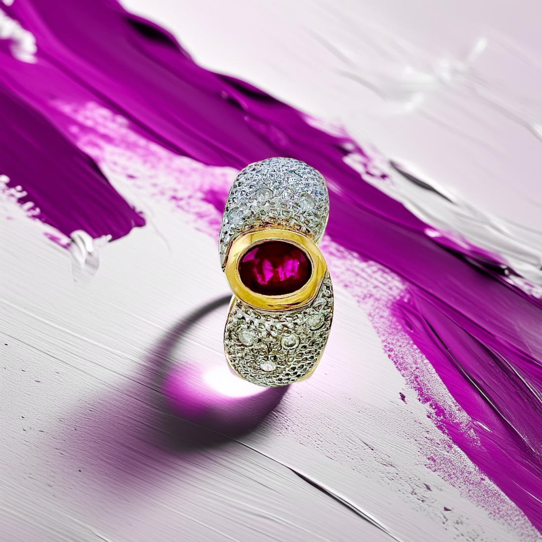 Oval Ruby Diamond Ring 0.50tcw