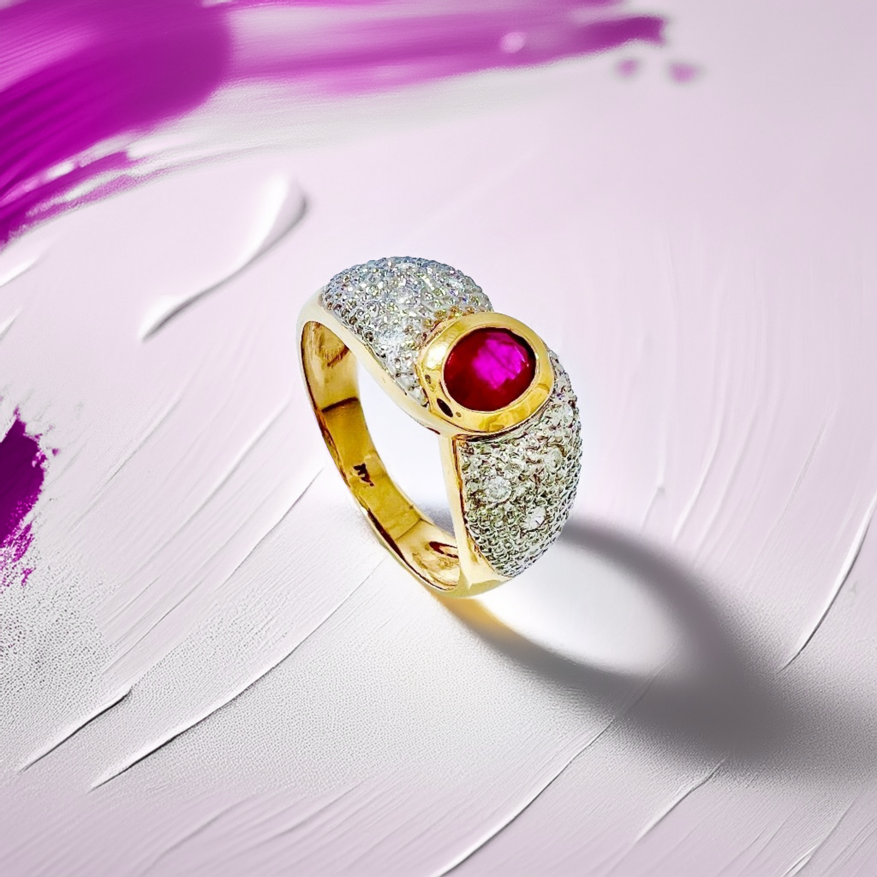 Oval Ruby Diamond Ring 0.50tcw