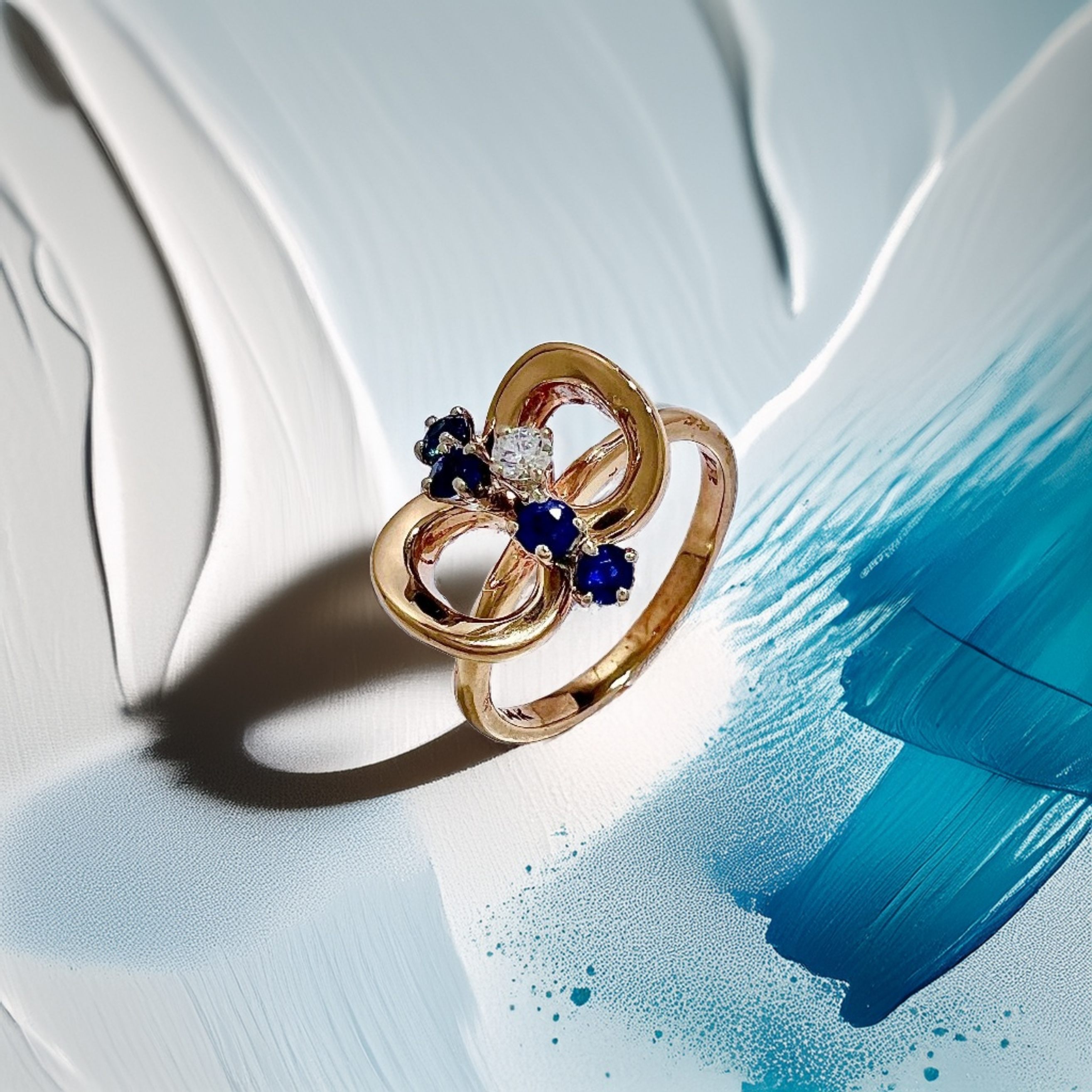 Sapphire Diamond Ring Gold 2.90g