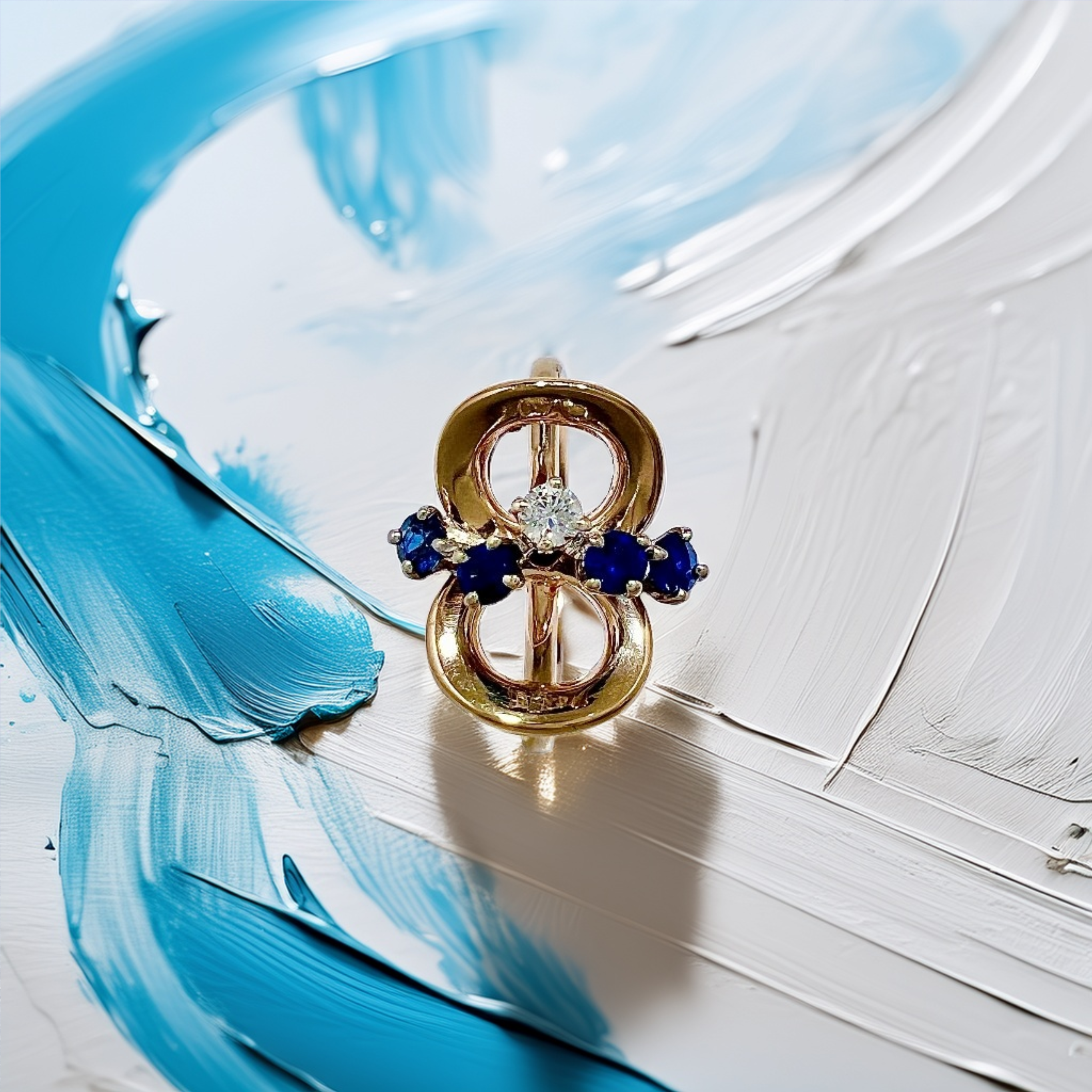 Sapphire Diamond Ring Gold 2.90g