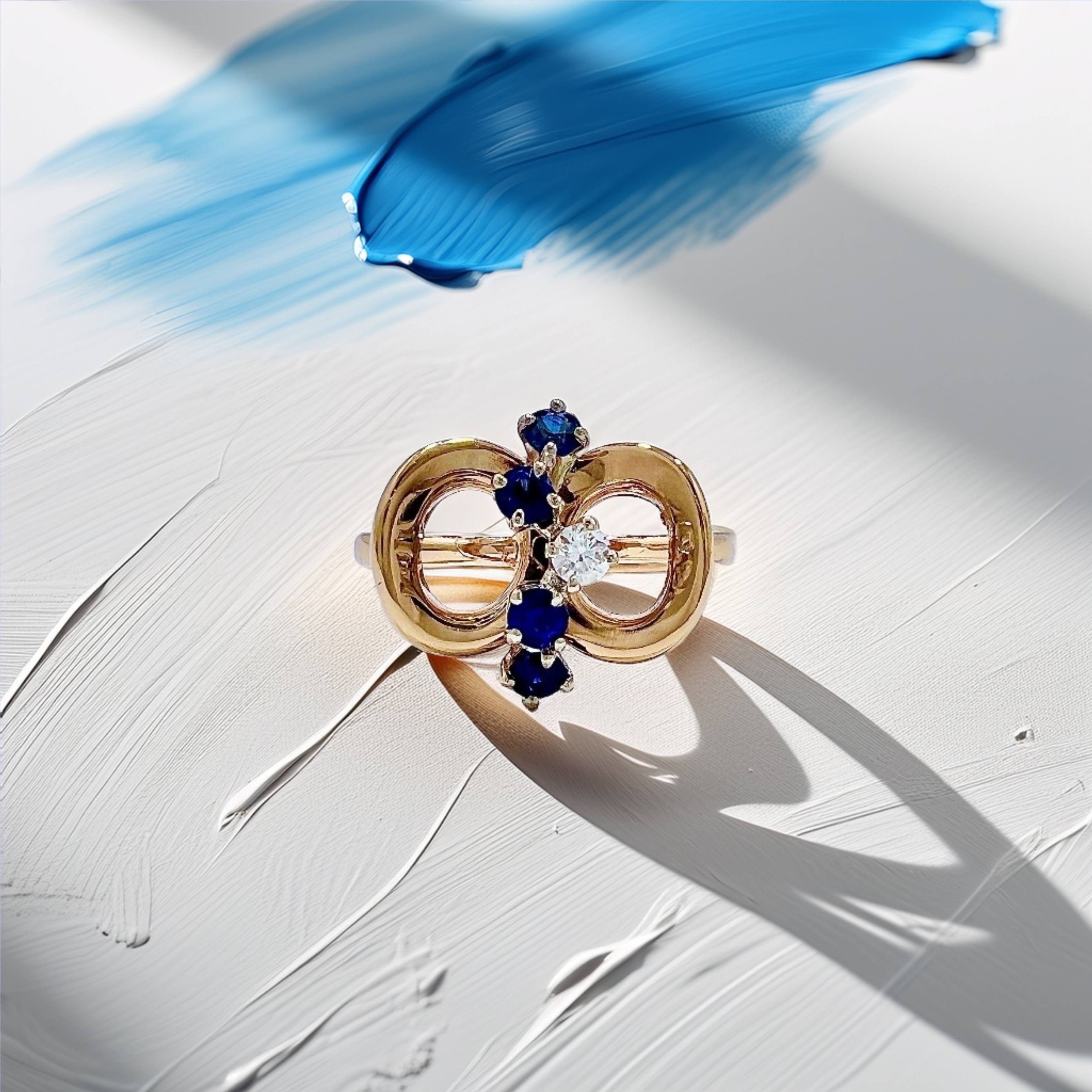 Sapphire Diamond Ring Gold 2.90g