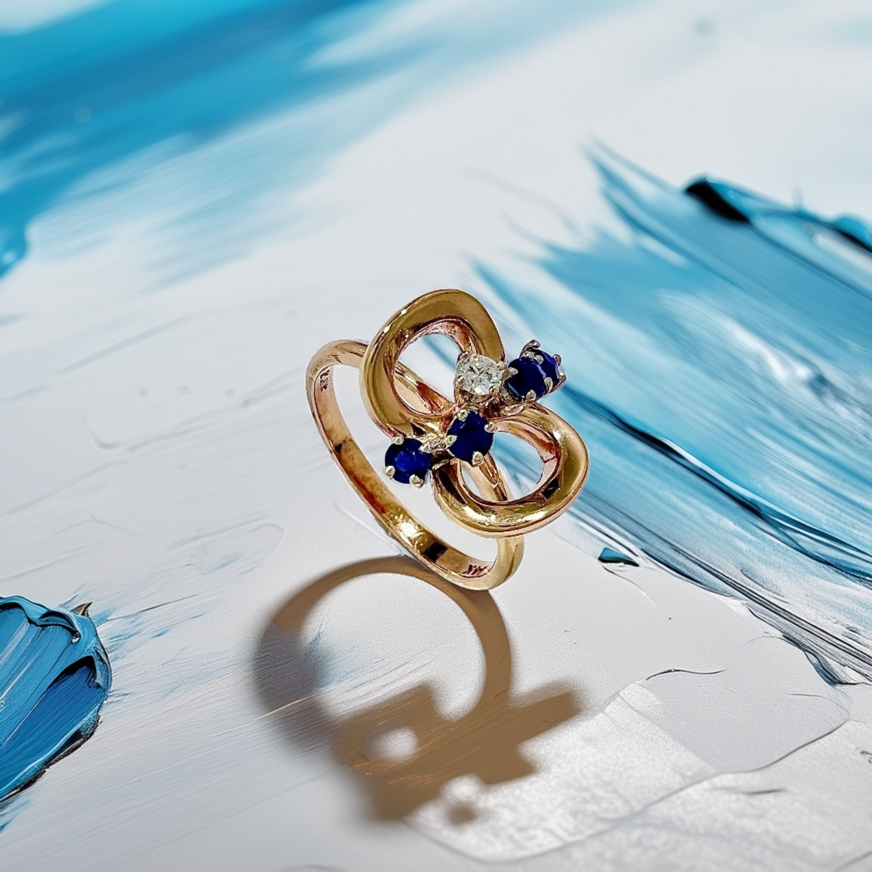 Sapphire Diamond Ring Gold 2.90g