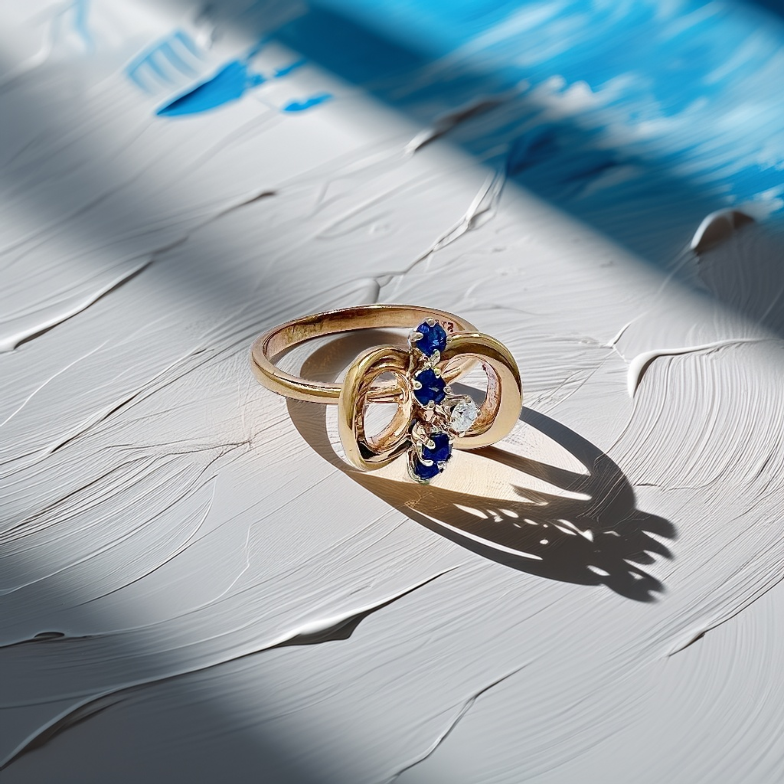 Sapphire Diamond Ring Gold 2.90g