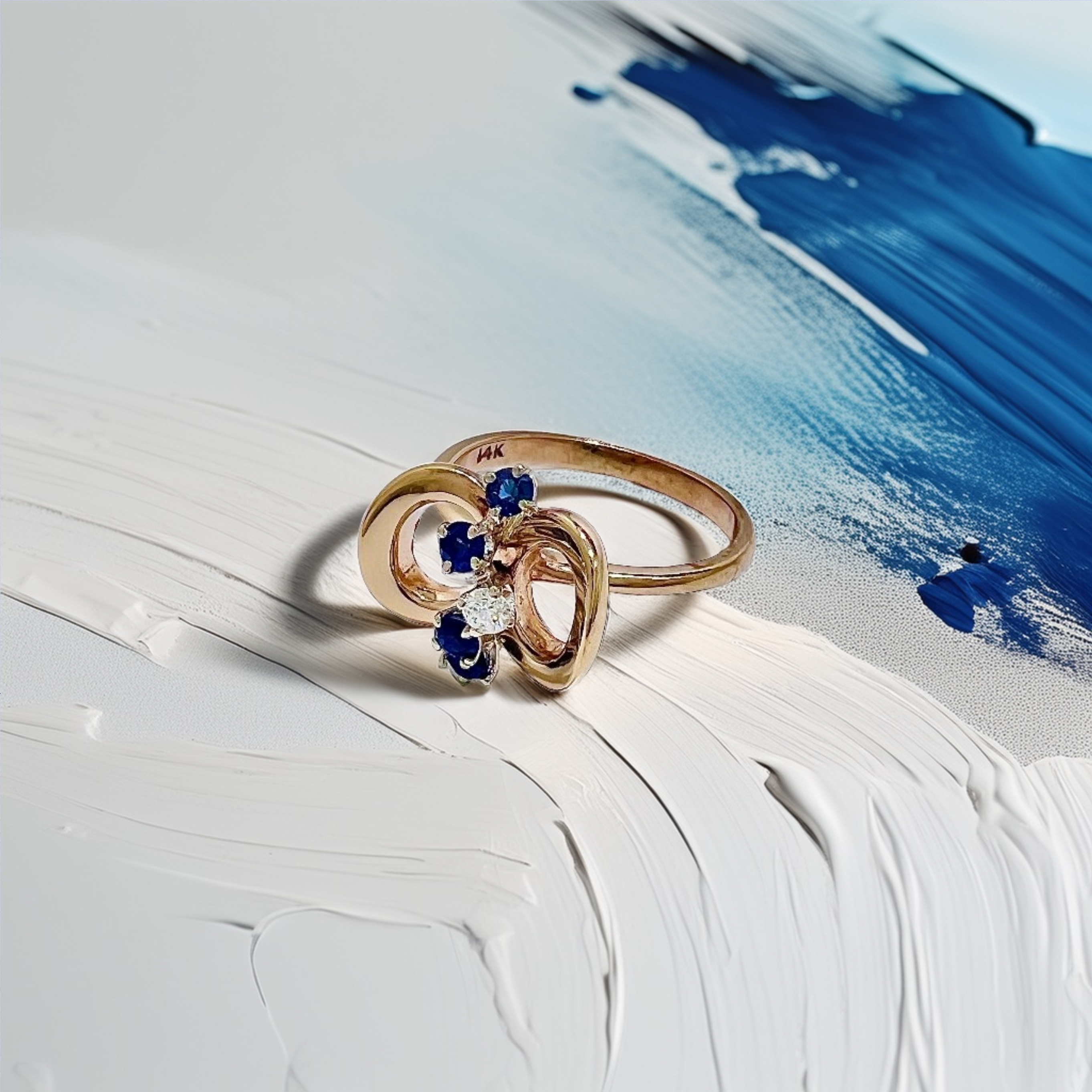 Sapphire Diamond Ring Gold 2.90g