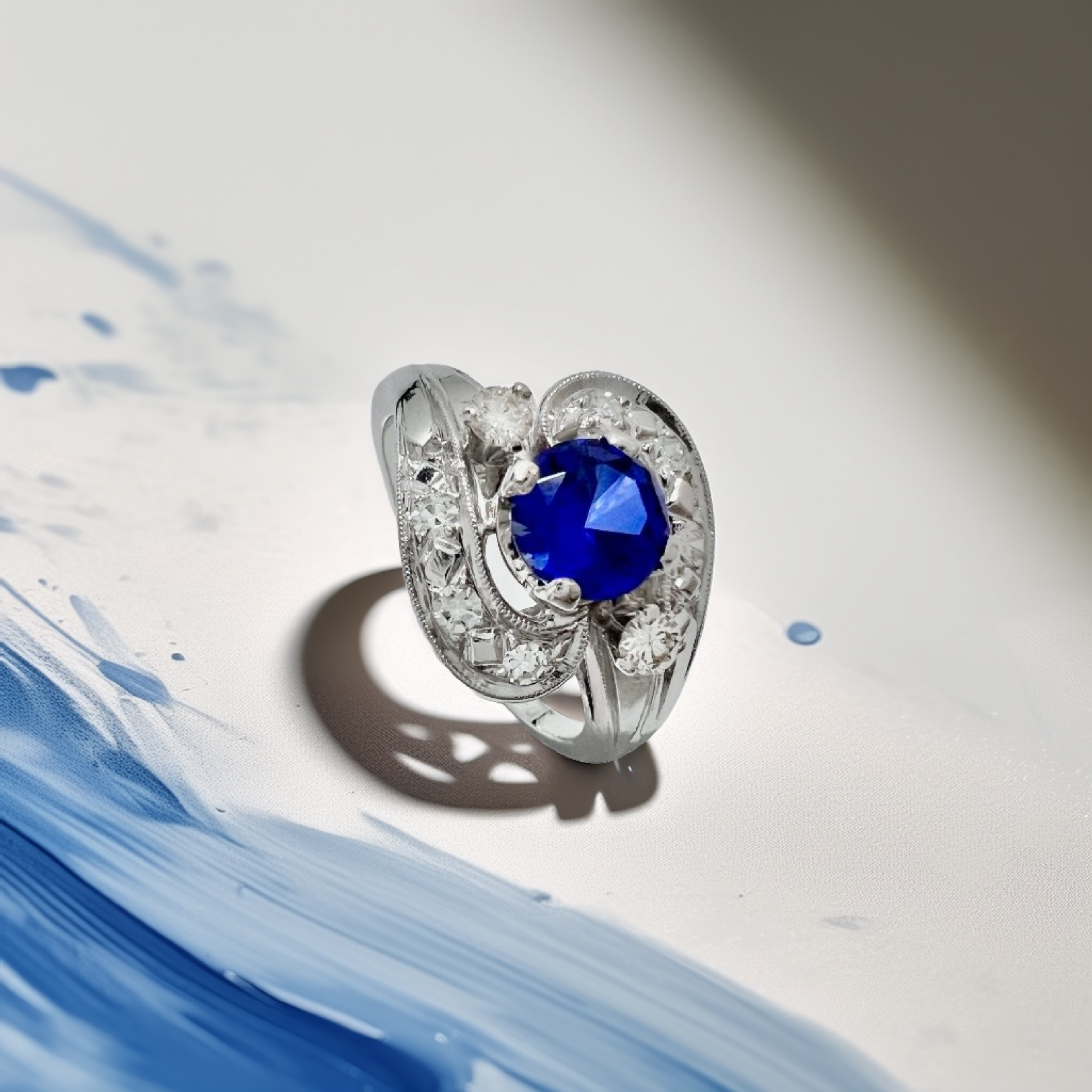 Sapphire Diamond Vintage Ring
