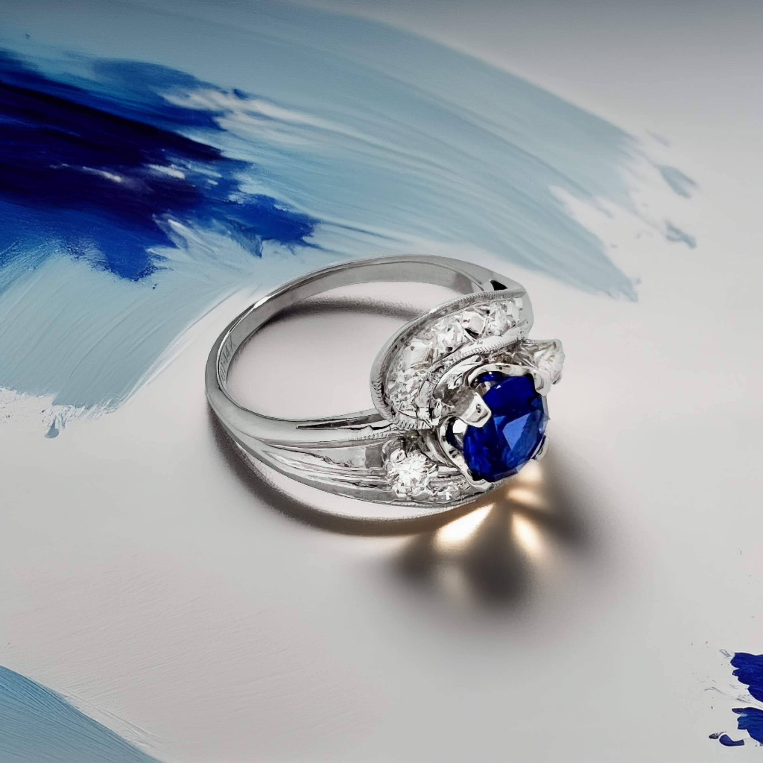 Sapphire Diamond Vintage Ring