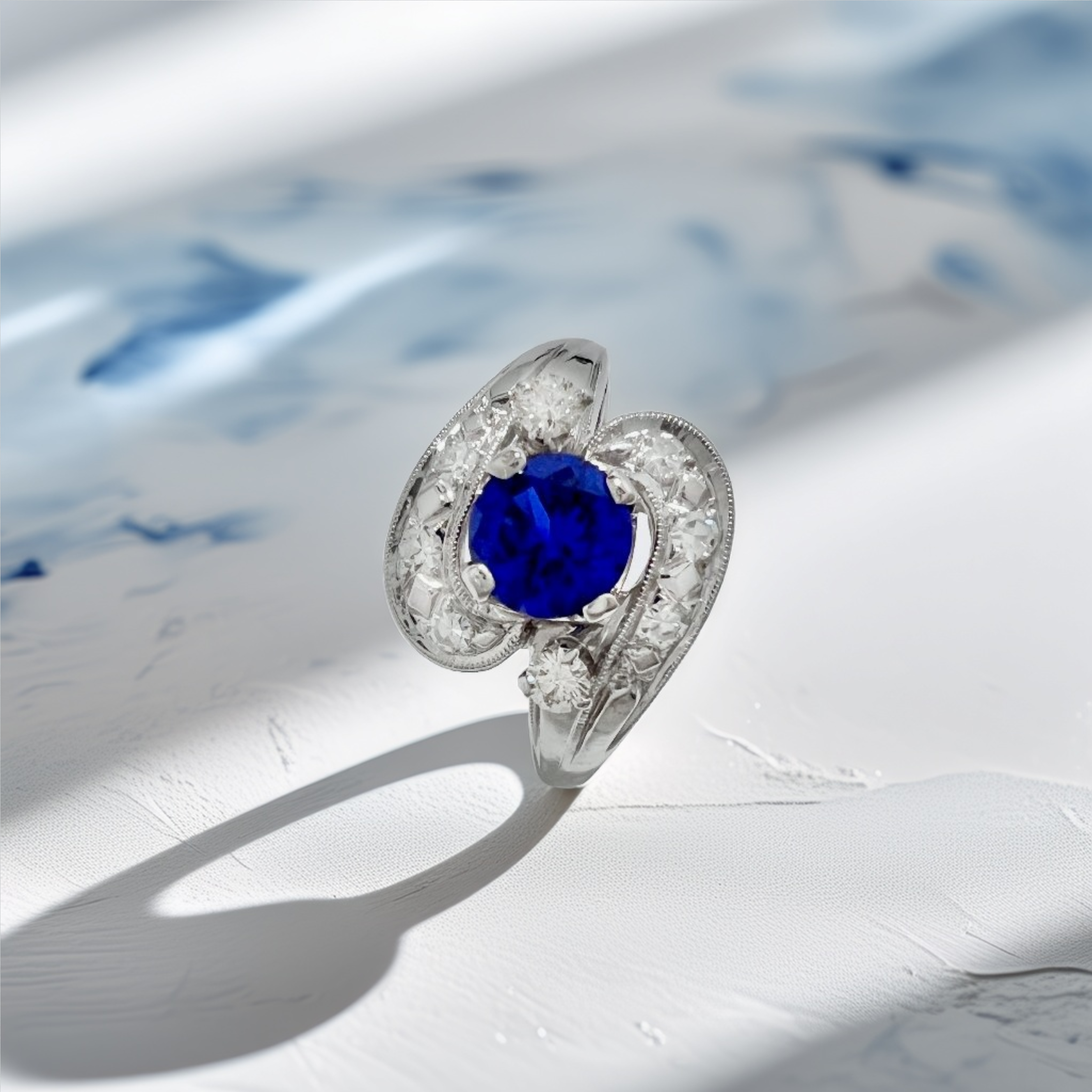 Sapphire Diamond Vintage Ring