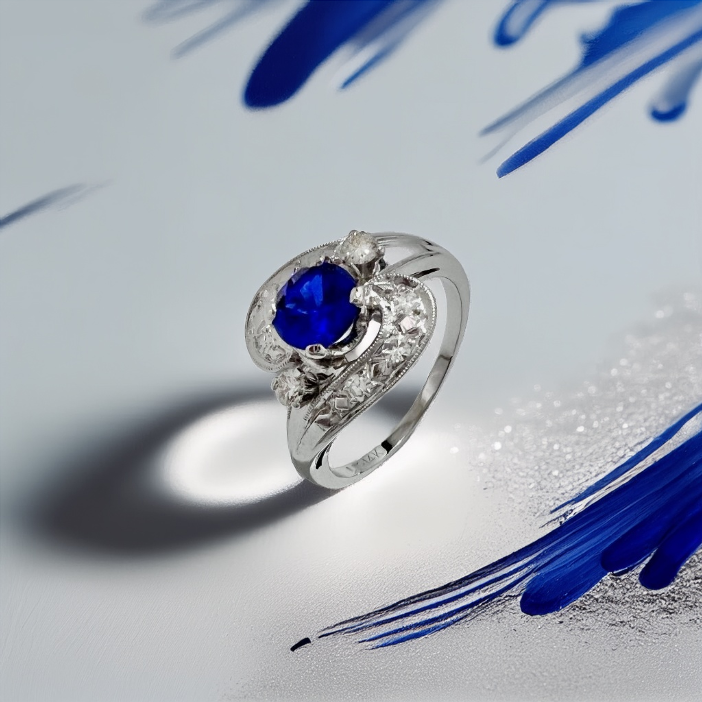 Sapphire Diamond Vintage Ring