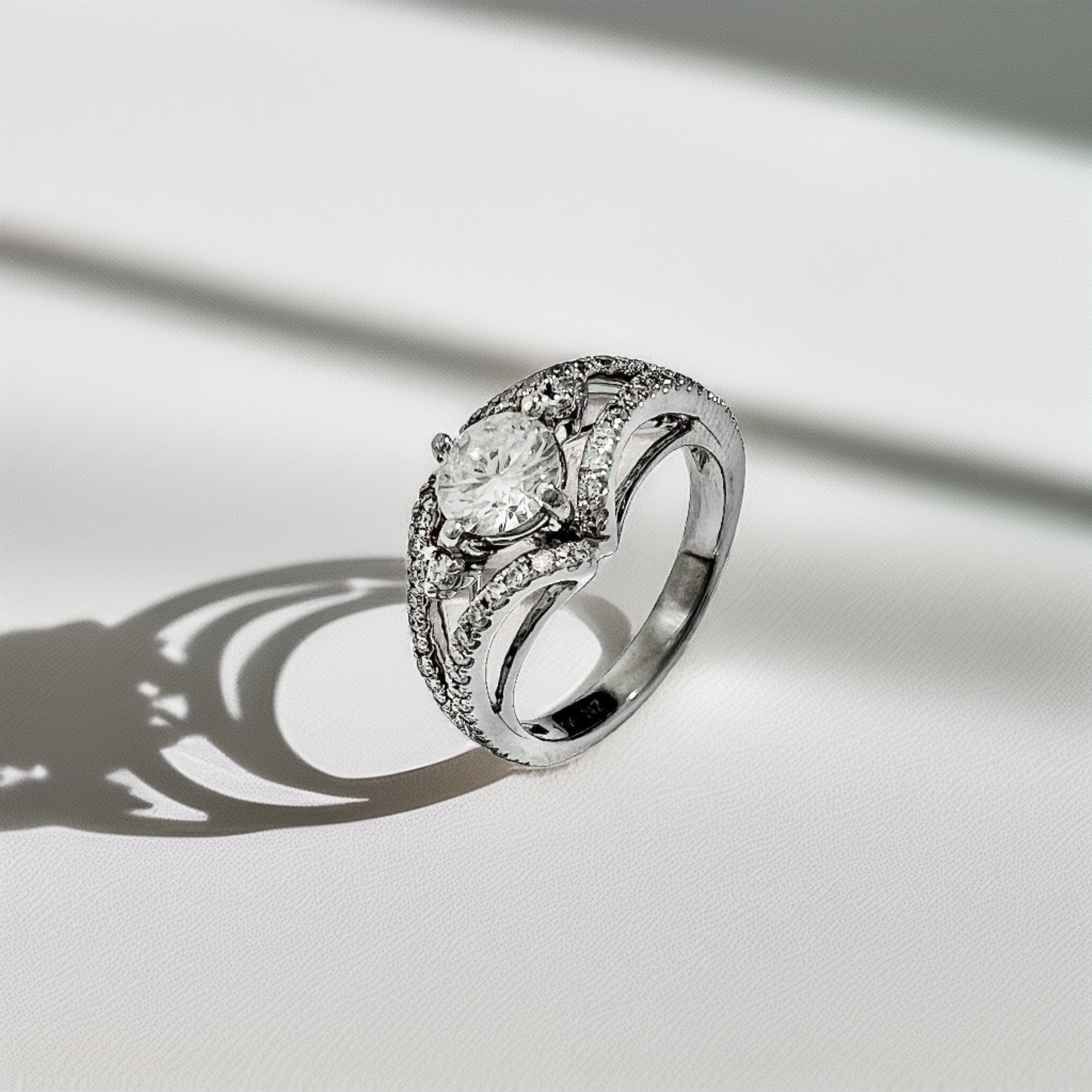 ¾ Round Diamond Engagement Ring Split Shank