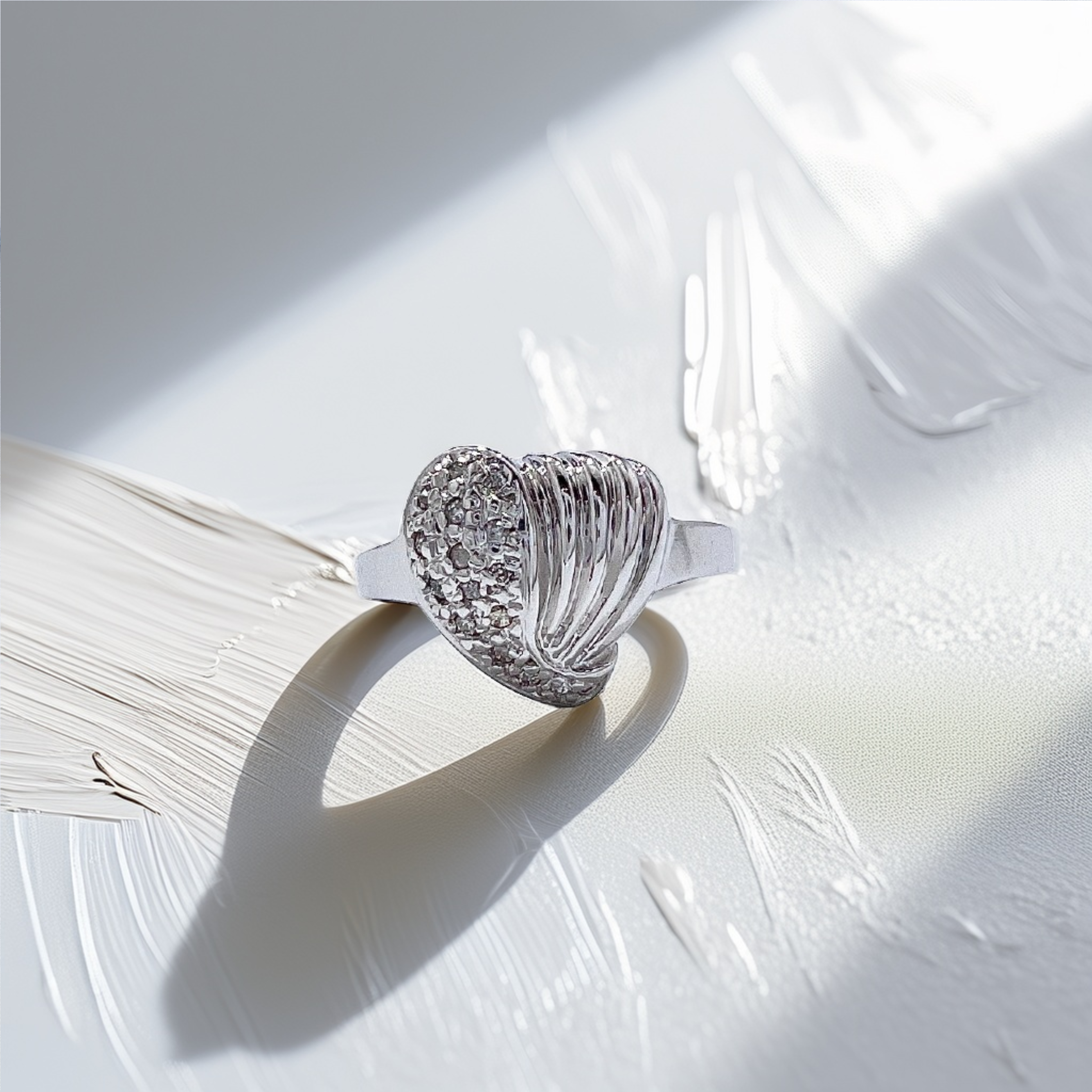 Solid Heart Diamond Ring 0.10ct