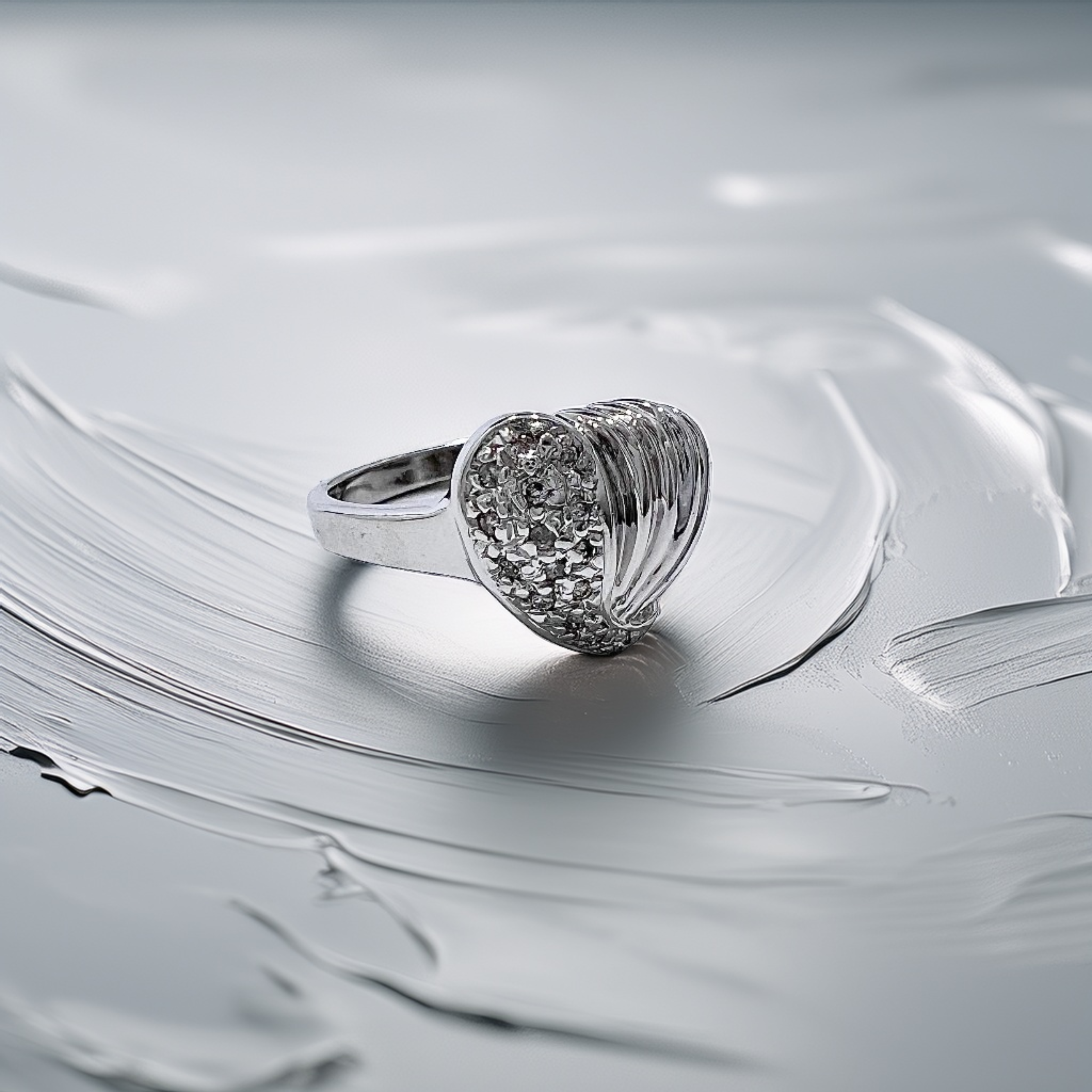 Solid Heart Diamond Ring 0.10ct