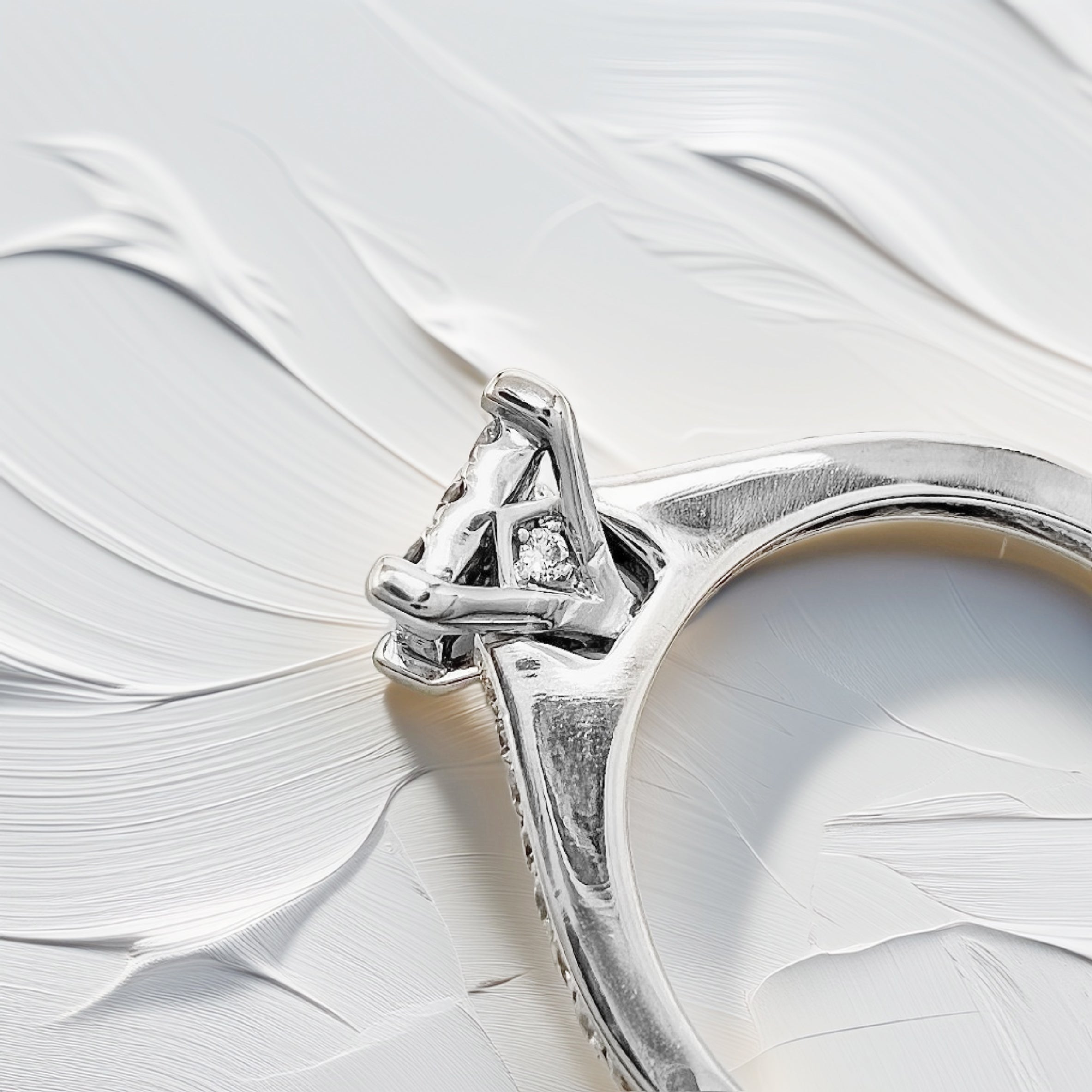 Square Shape Diamond Cluster Engagement Ring 0.40tcw