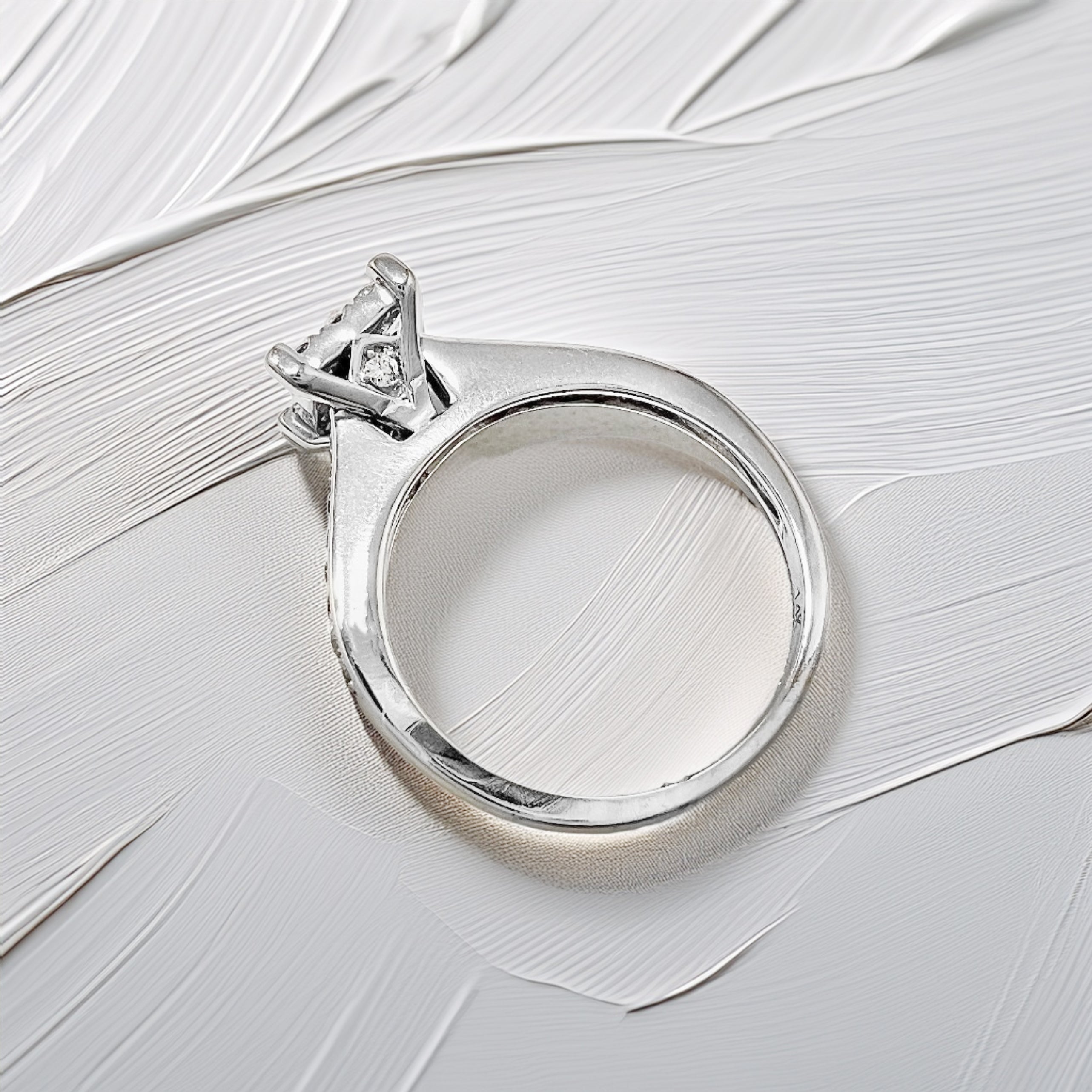 Square Shape Diamond Cluster Engagement Ring 0.40tcw