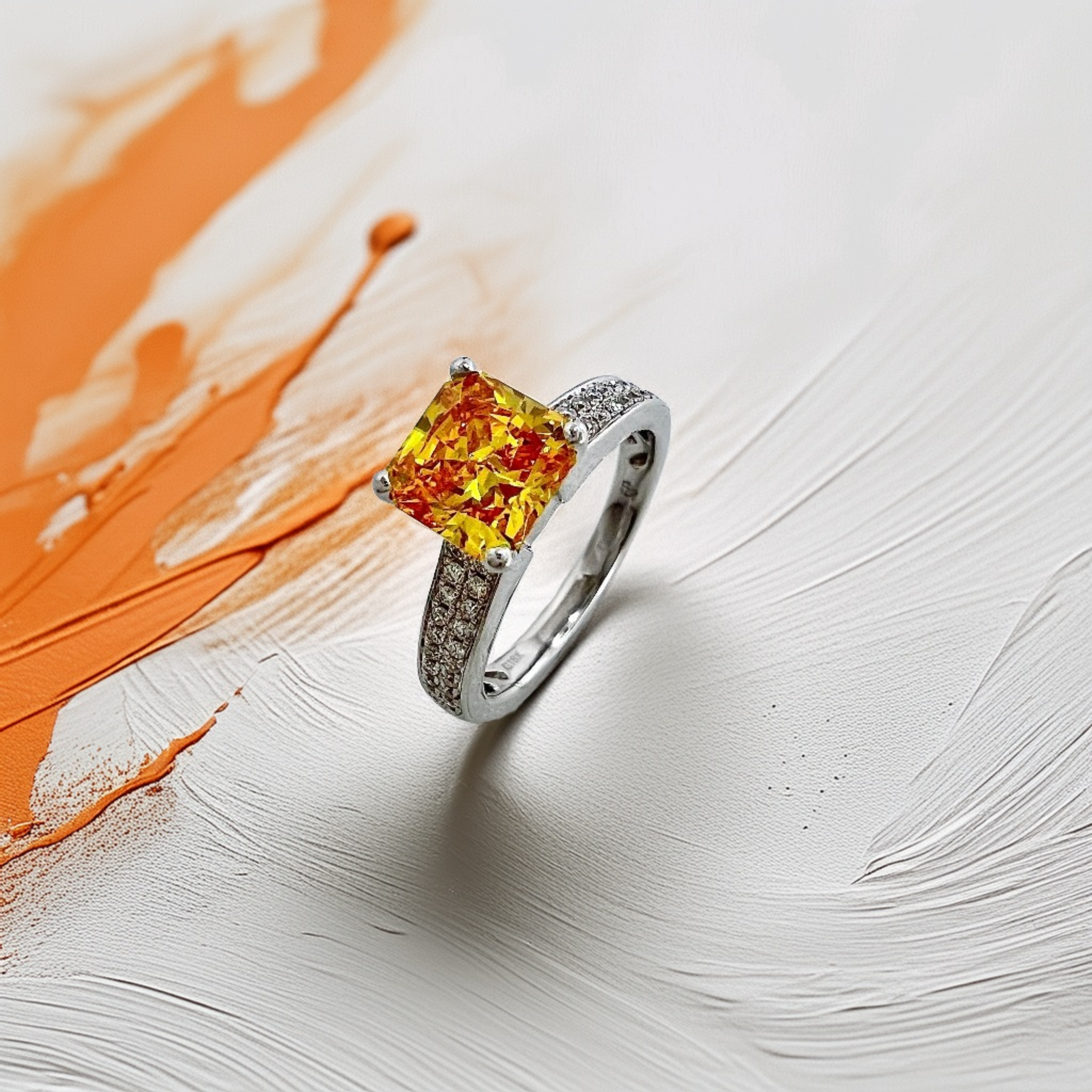 Canary Moissanite Diamond Engagement Ring 1.90tcw