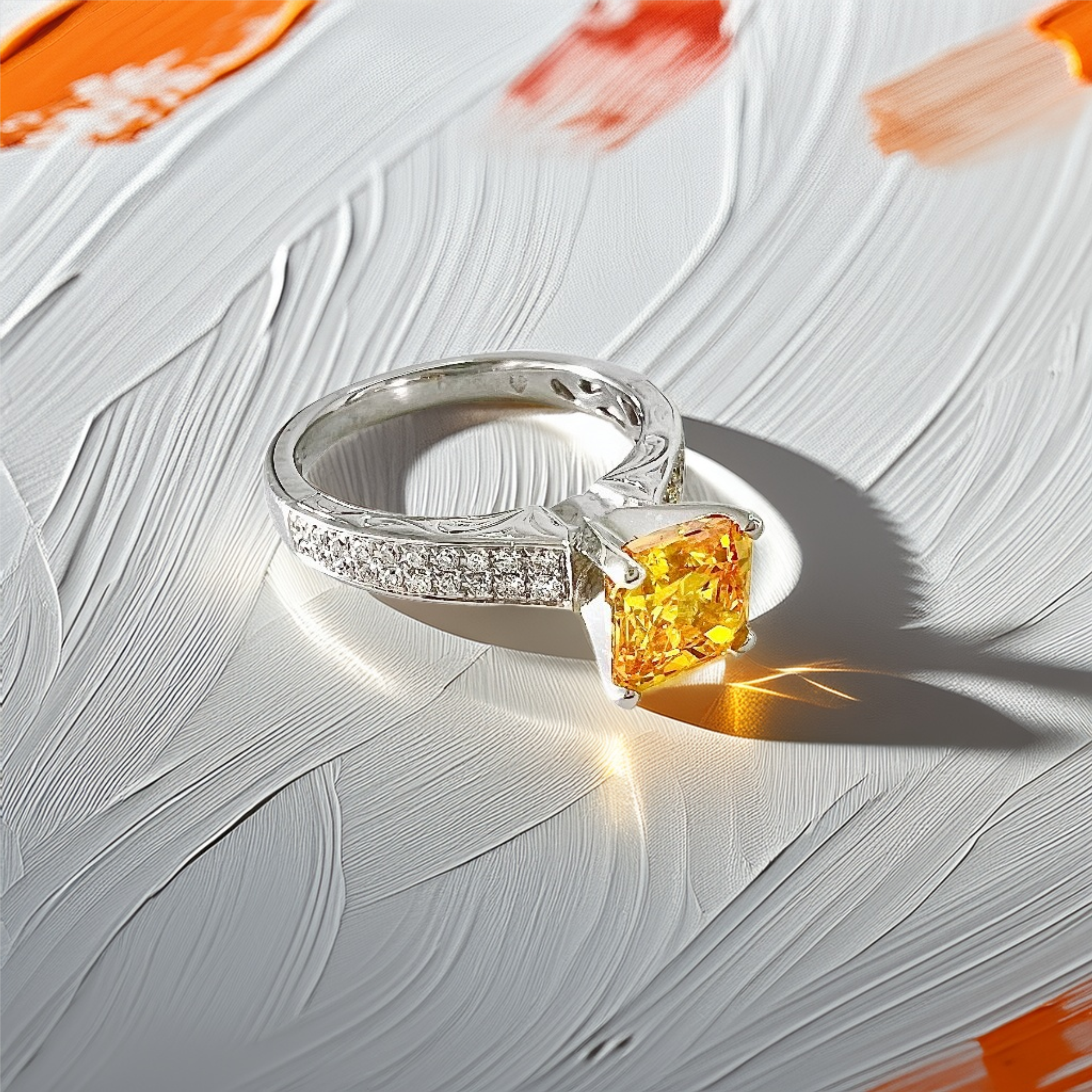 Canary Moissanite Diamond Engagement Ring 1.90tcw