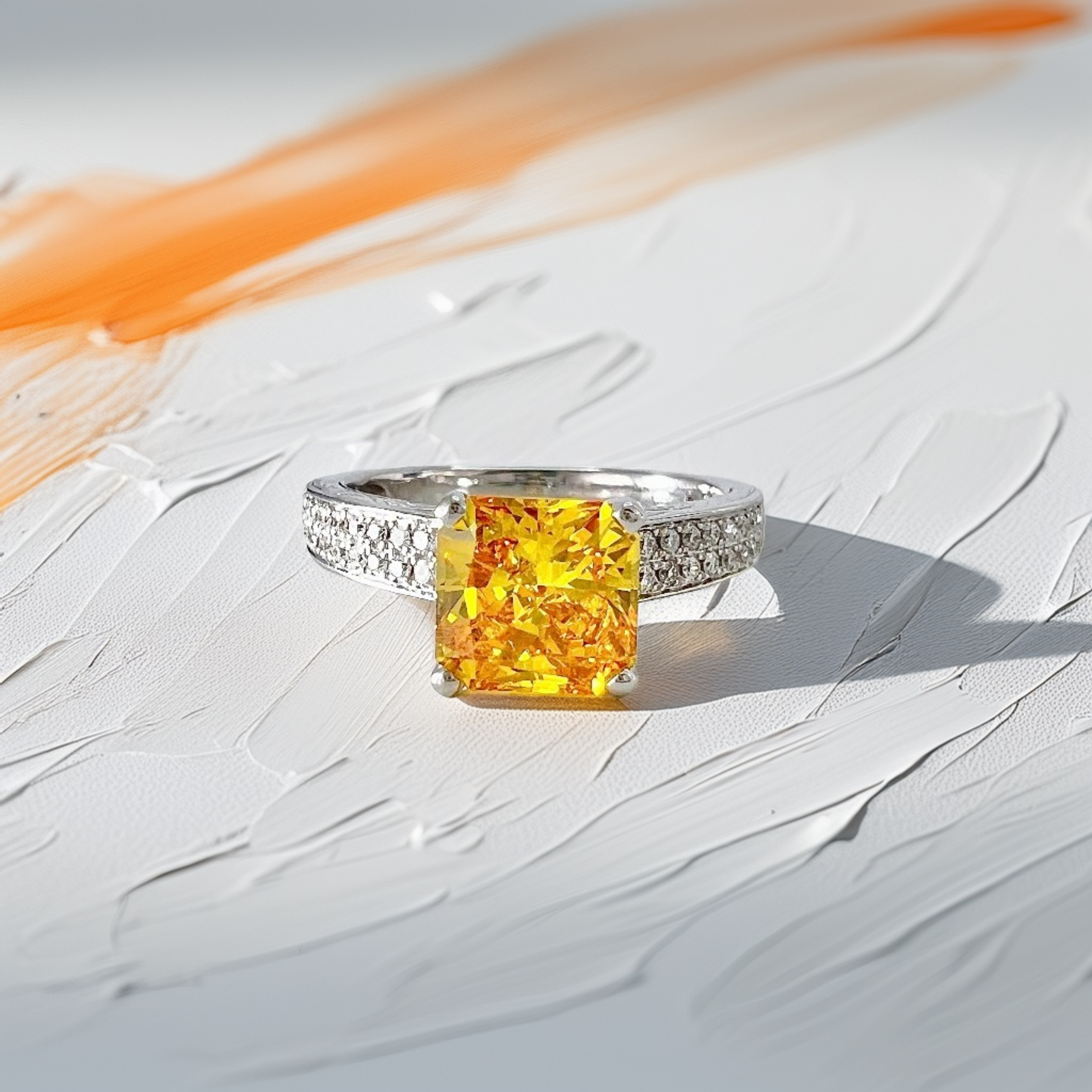 Canary Moissanite Diamond Engagement Ring 1.90tcw