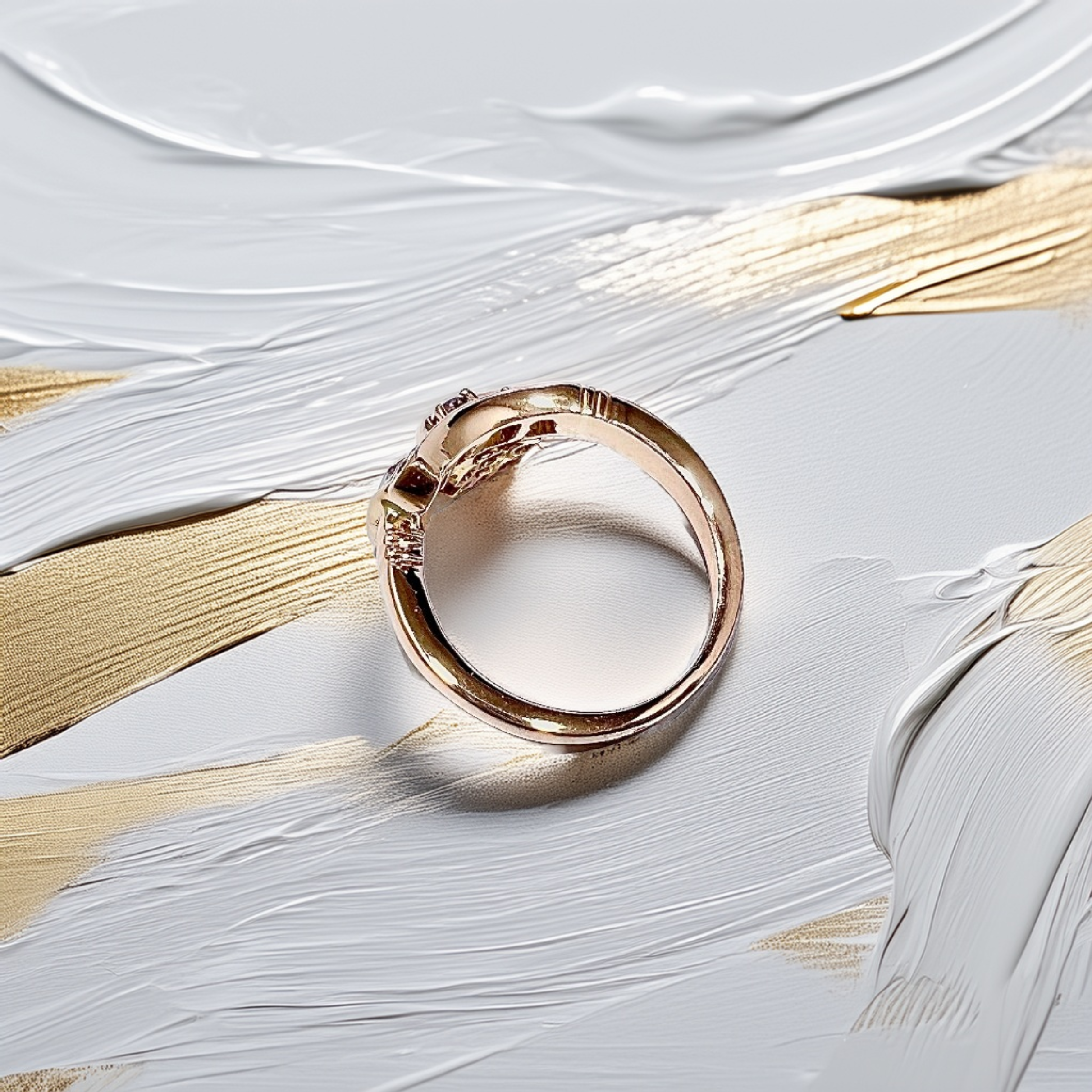 Tapered Baguette & Round Flower Diamond Ring