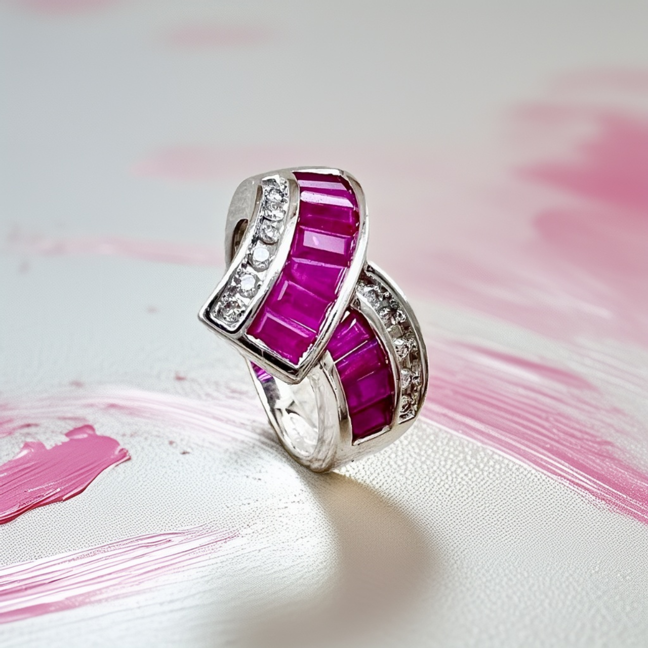 Baguette Ruby Diamond Ring 1.08tcw