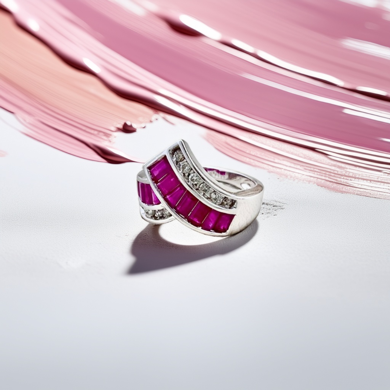 Baguette Ruby Diamond Ring 1.08tcw