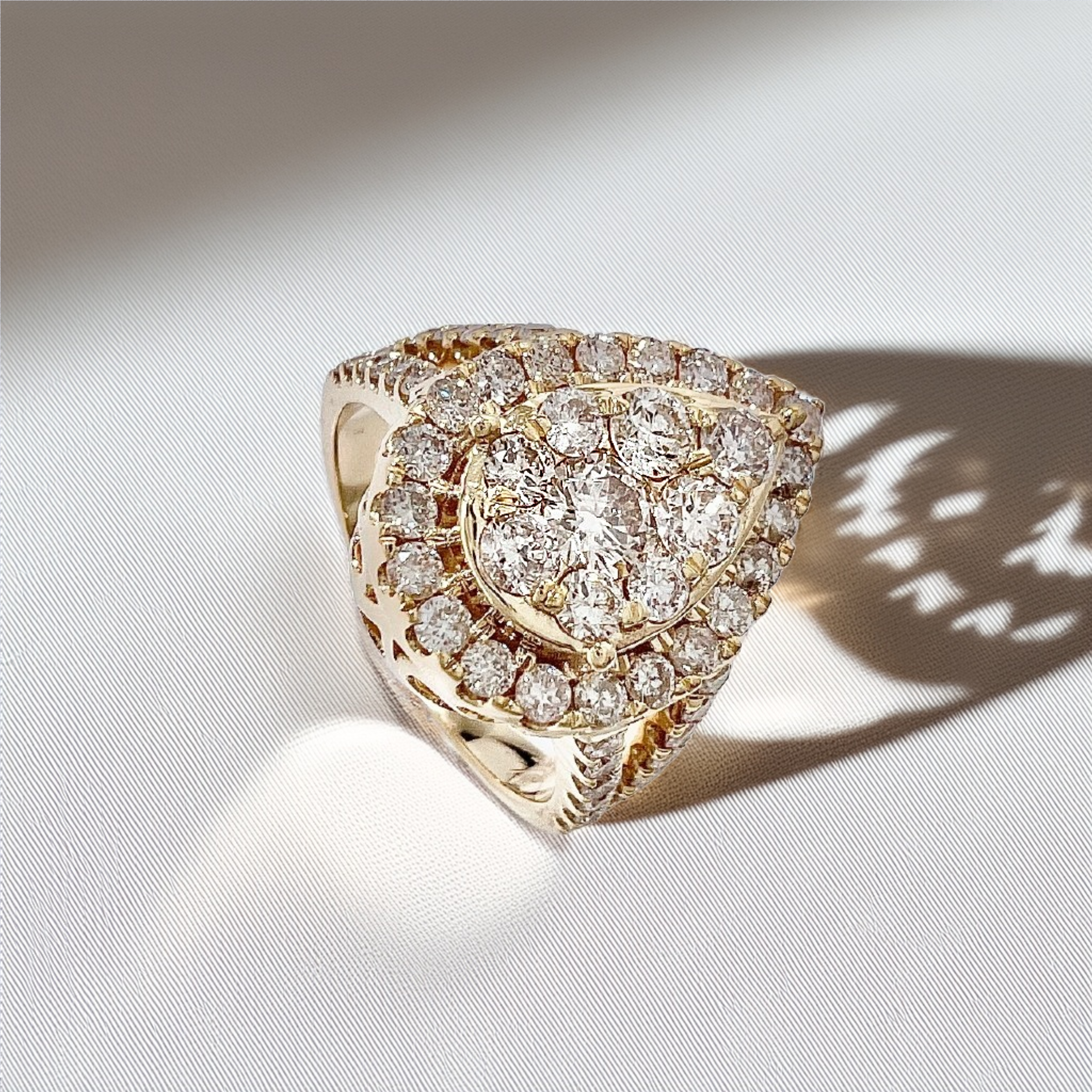 Teardrop Cluster Diamond Ring Yellow Gold 2.04tcw