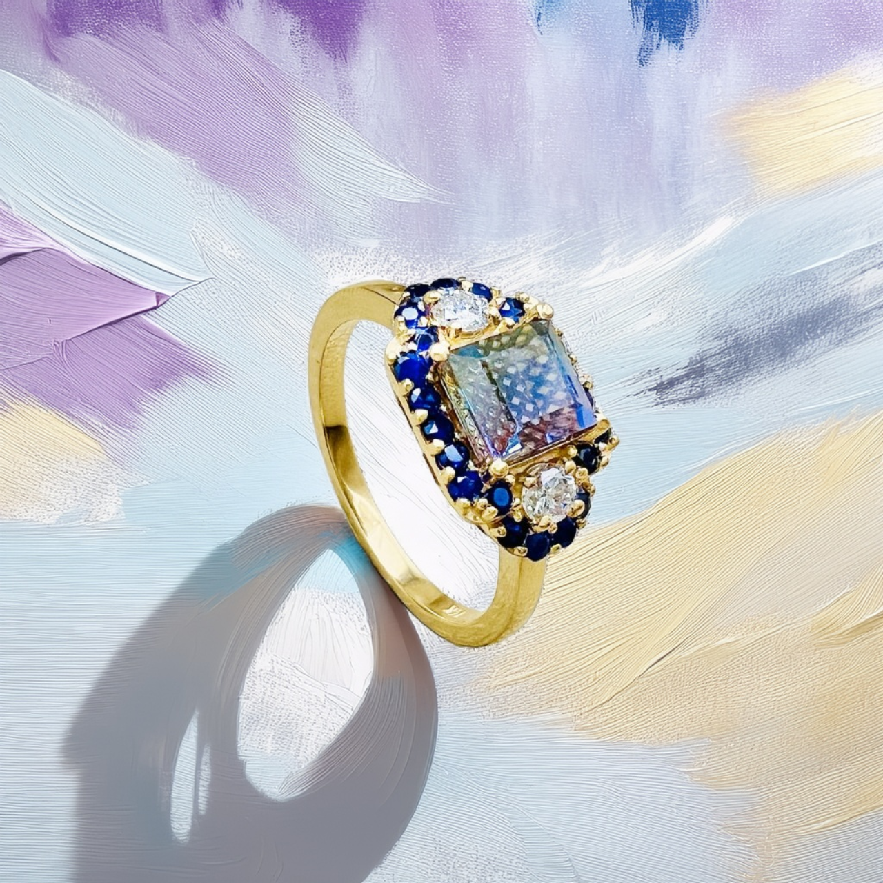 Purple Blue Tourmaline Ring Sapphire